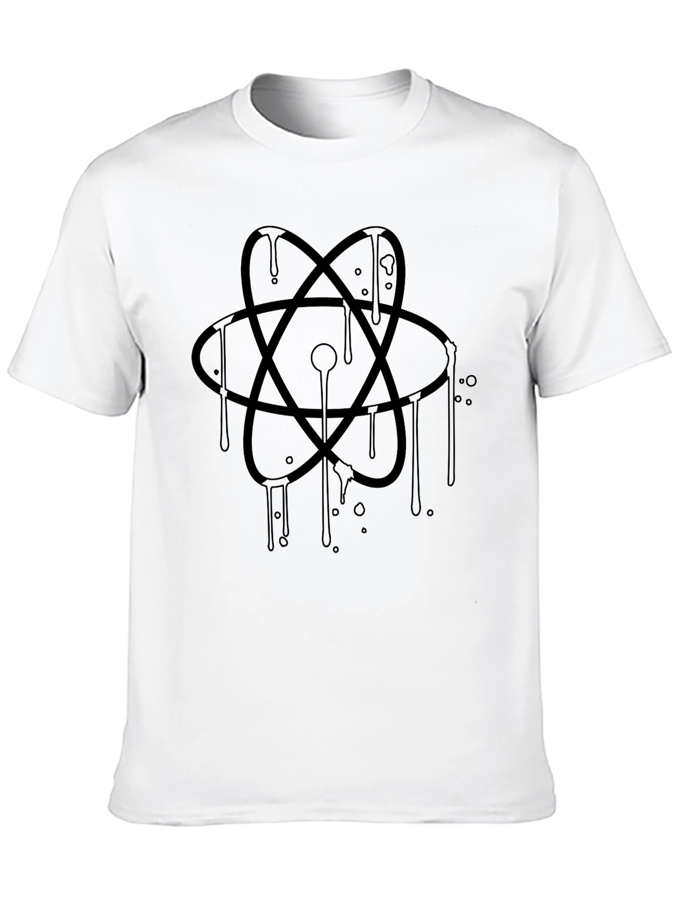 Camiseta Negra con Diseño de Átomo Abstracto