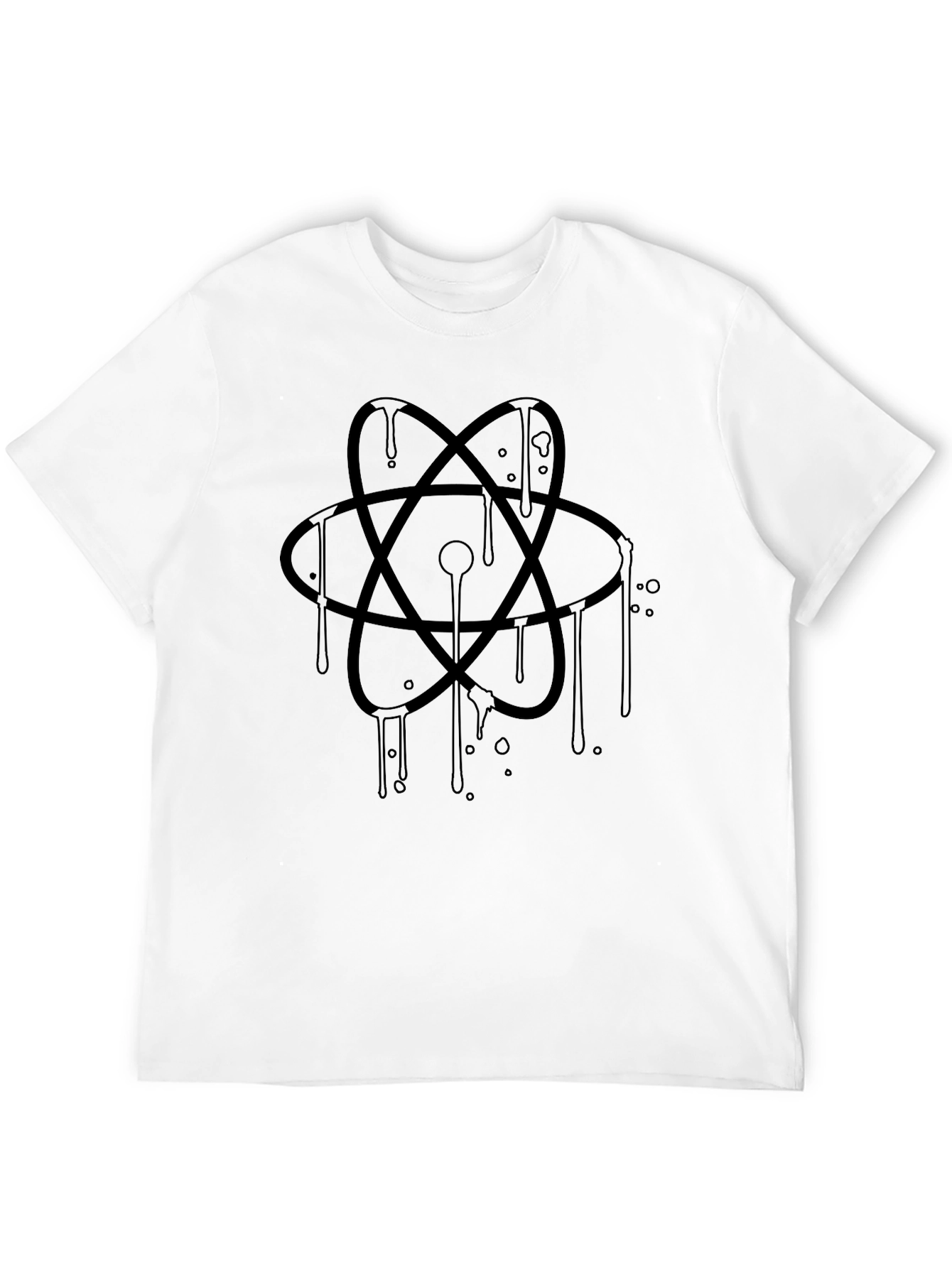 Camiseta Negra con Diseño de Átomo Abstracto