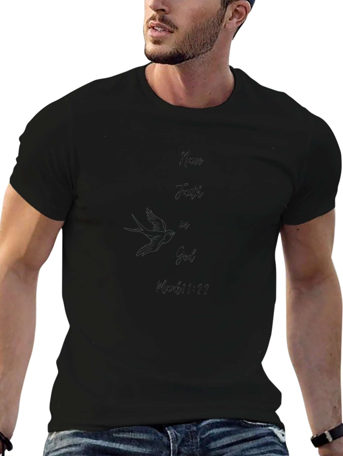 Camiseta Negra Fe en Dios - Unisex