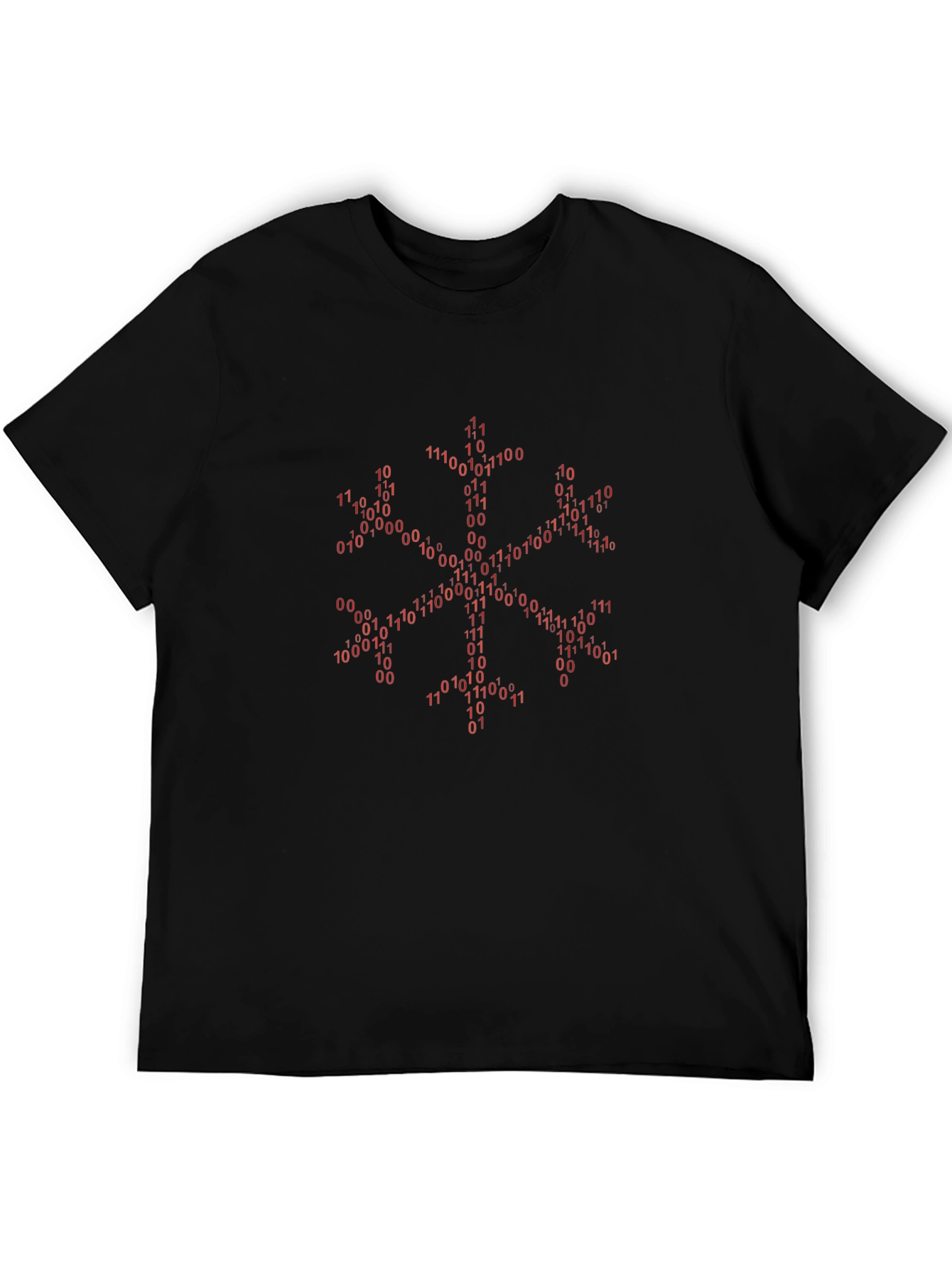 Camiseta Negra con Diseño Binario Abstracto