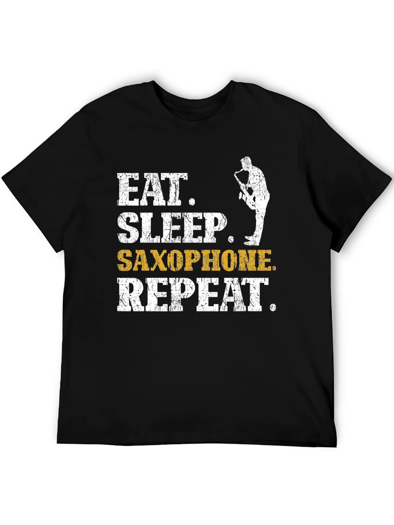Camiseta Negra Eat Sleep Saxophone Repeat