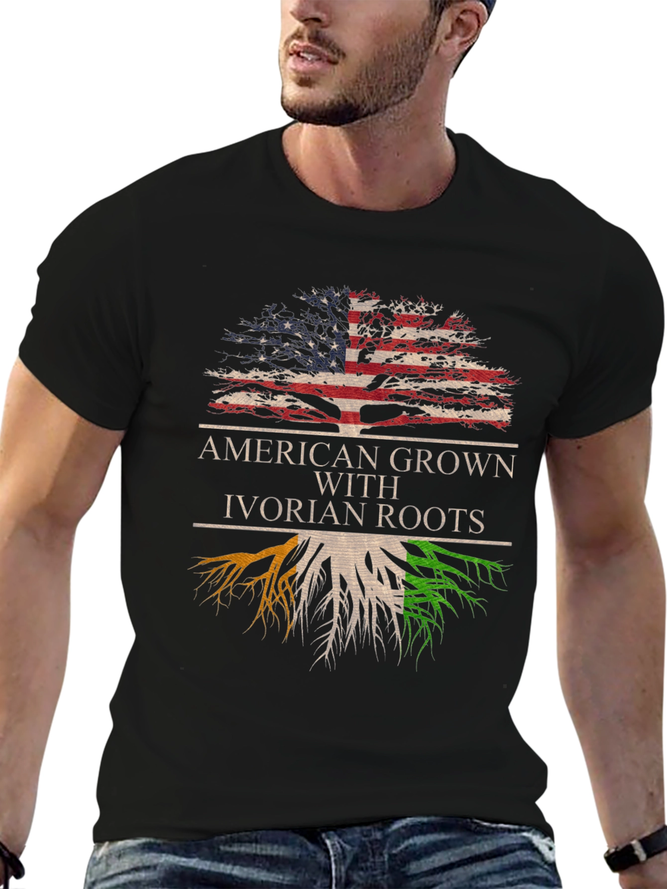Camiseta Hombre American Grown With Ivorian Roots