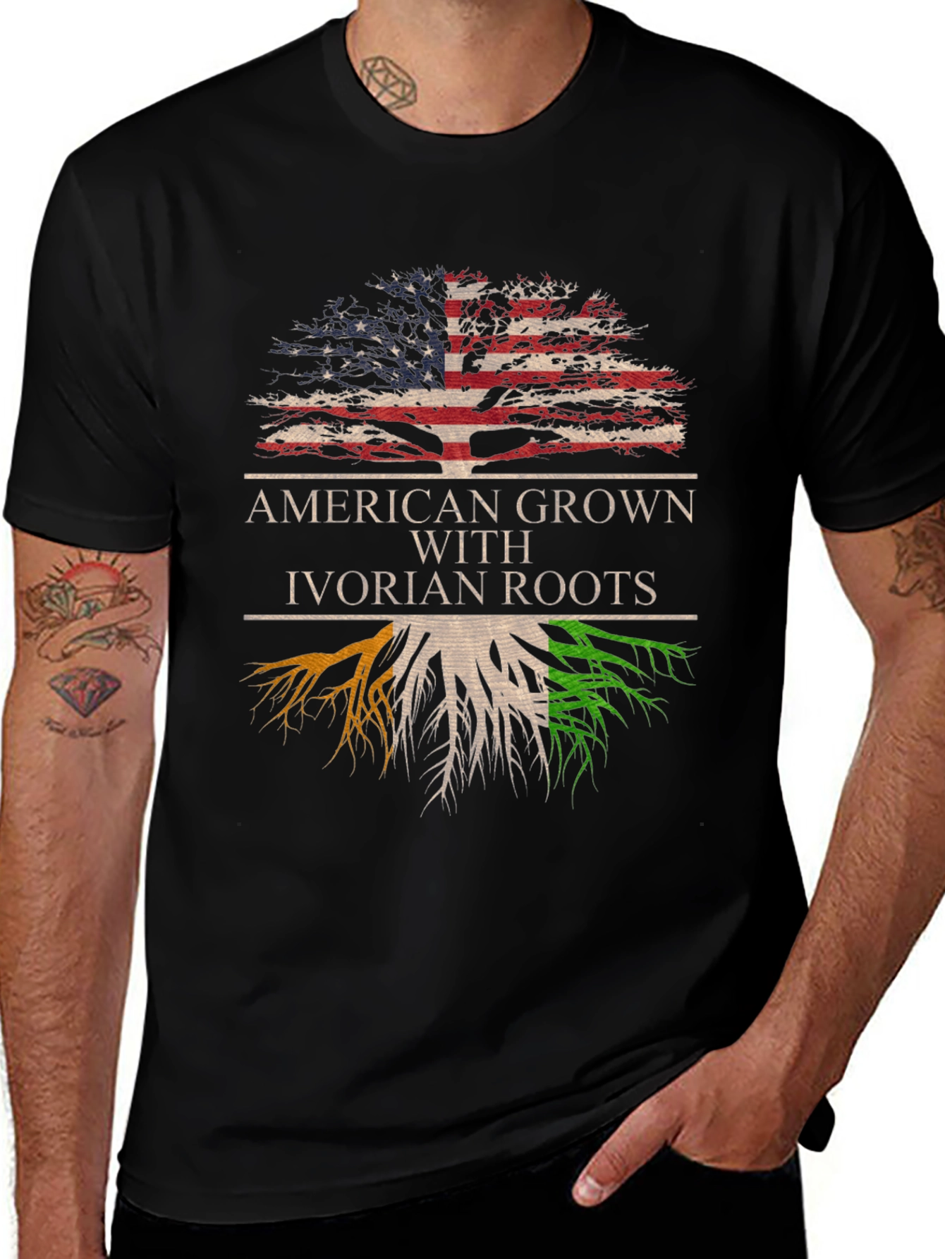 Camiseta Hombre American Grown With Ivorian Roots