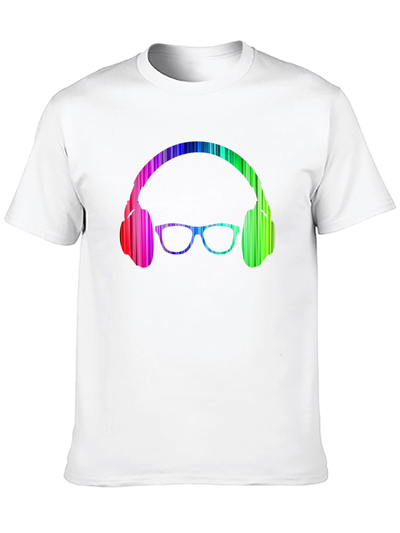 Camiseta Negra con Diseño de Auriculares y Gafas