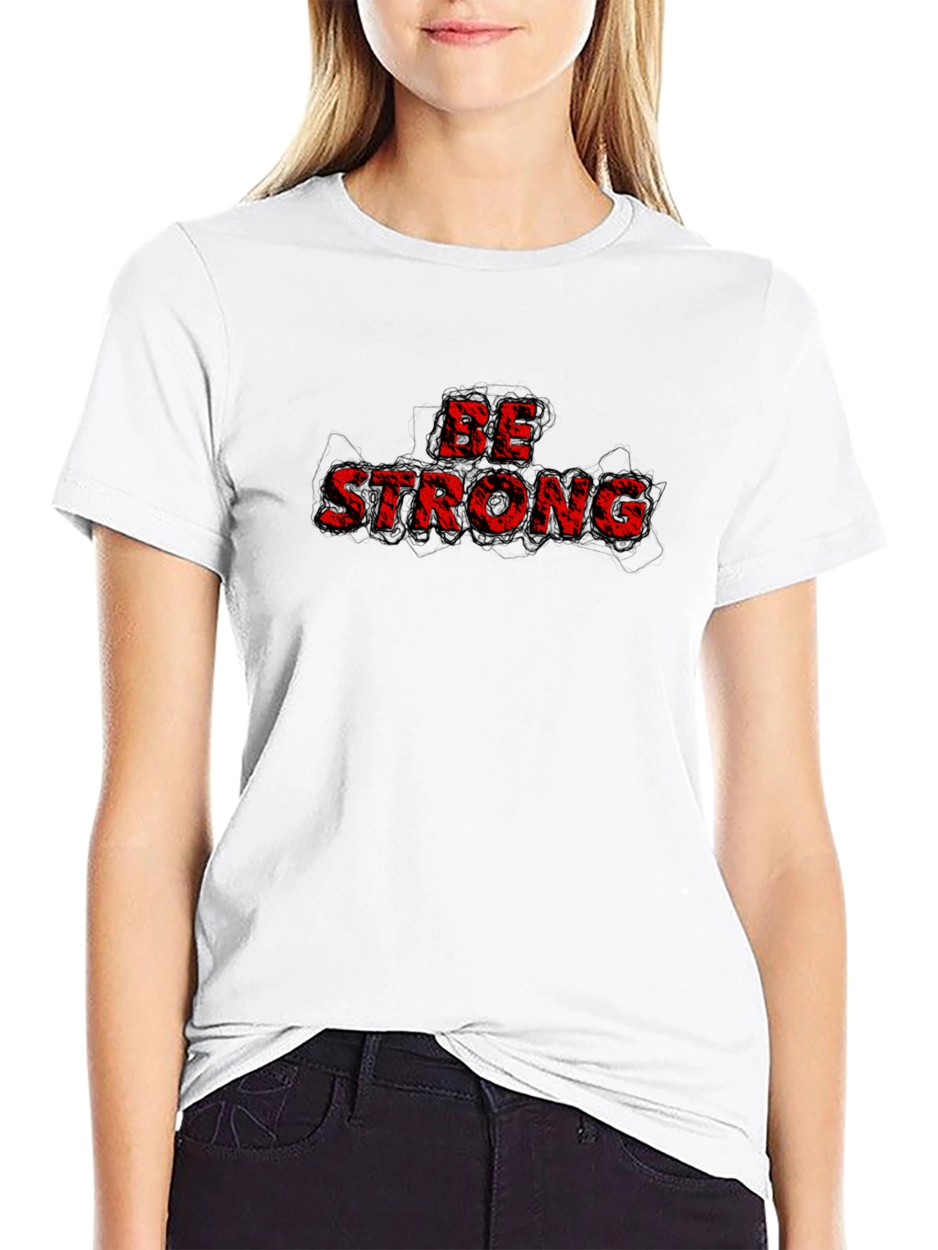 Camiseta Negra con Diseño Be Strong