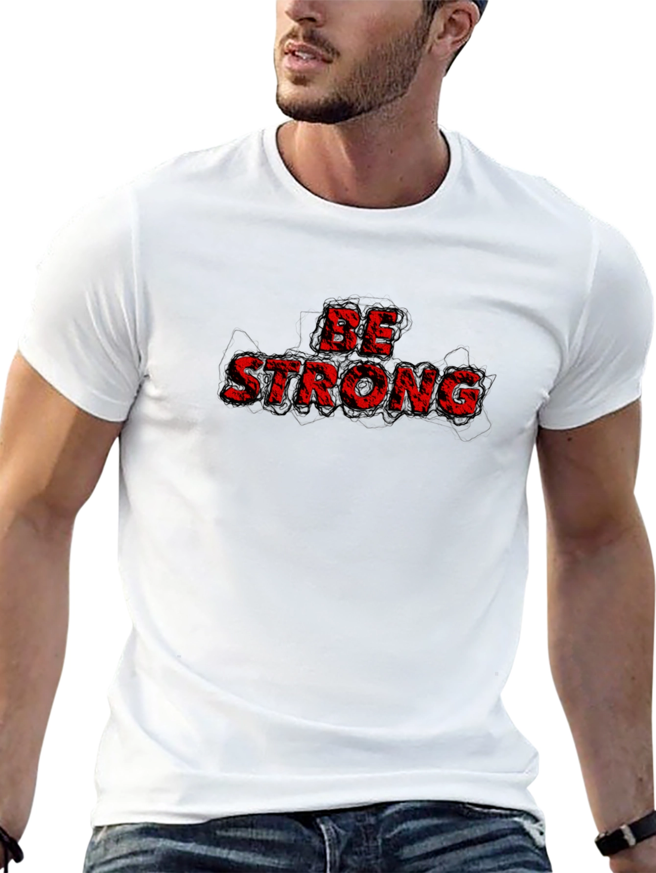 Camiseta Negra con Diseño Be Strong