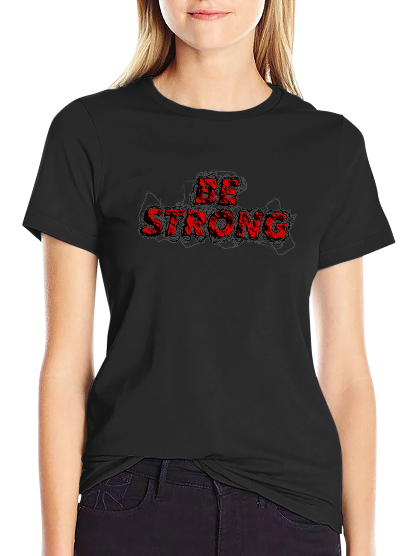 Camiseta Negra con Diseño Be Strong
