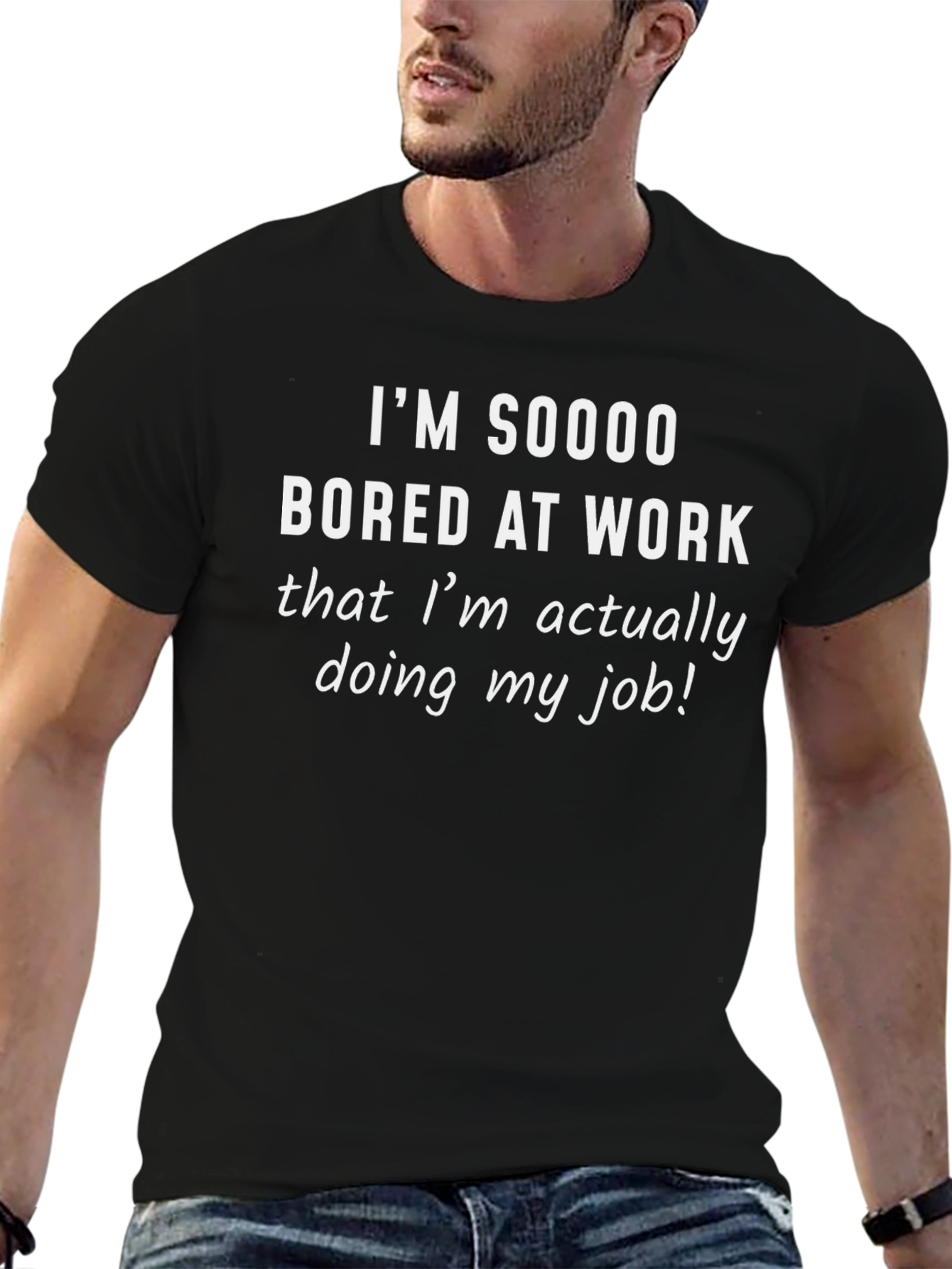 Camiseta Negra: Aburrido en el Trabajo - ¡Humor!