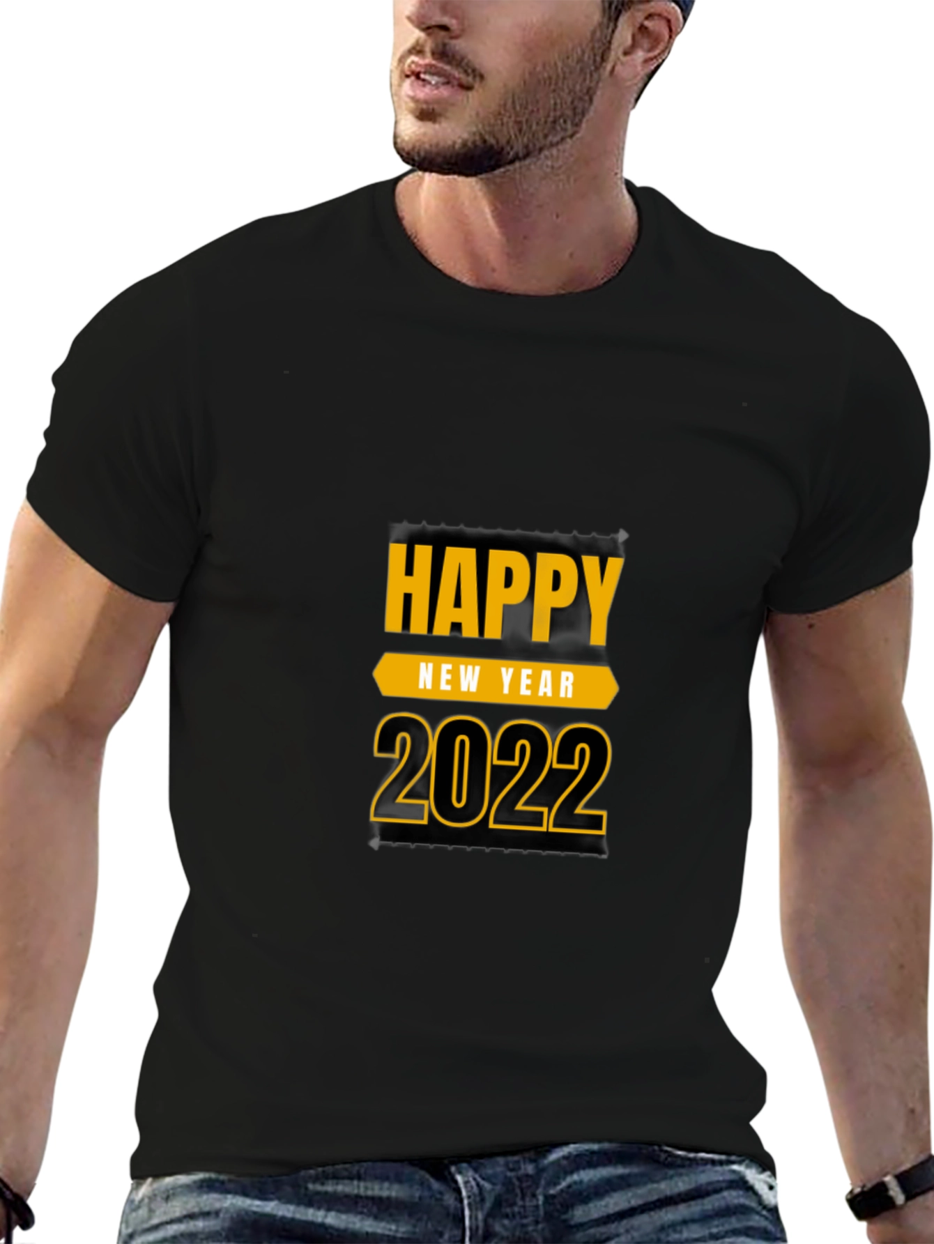 Camiseta Negra Feliz Año Nuevo 2022