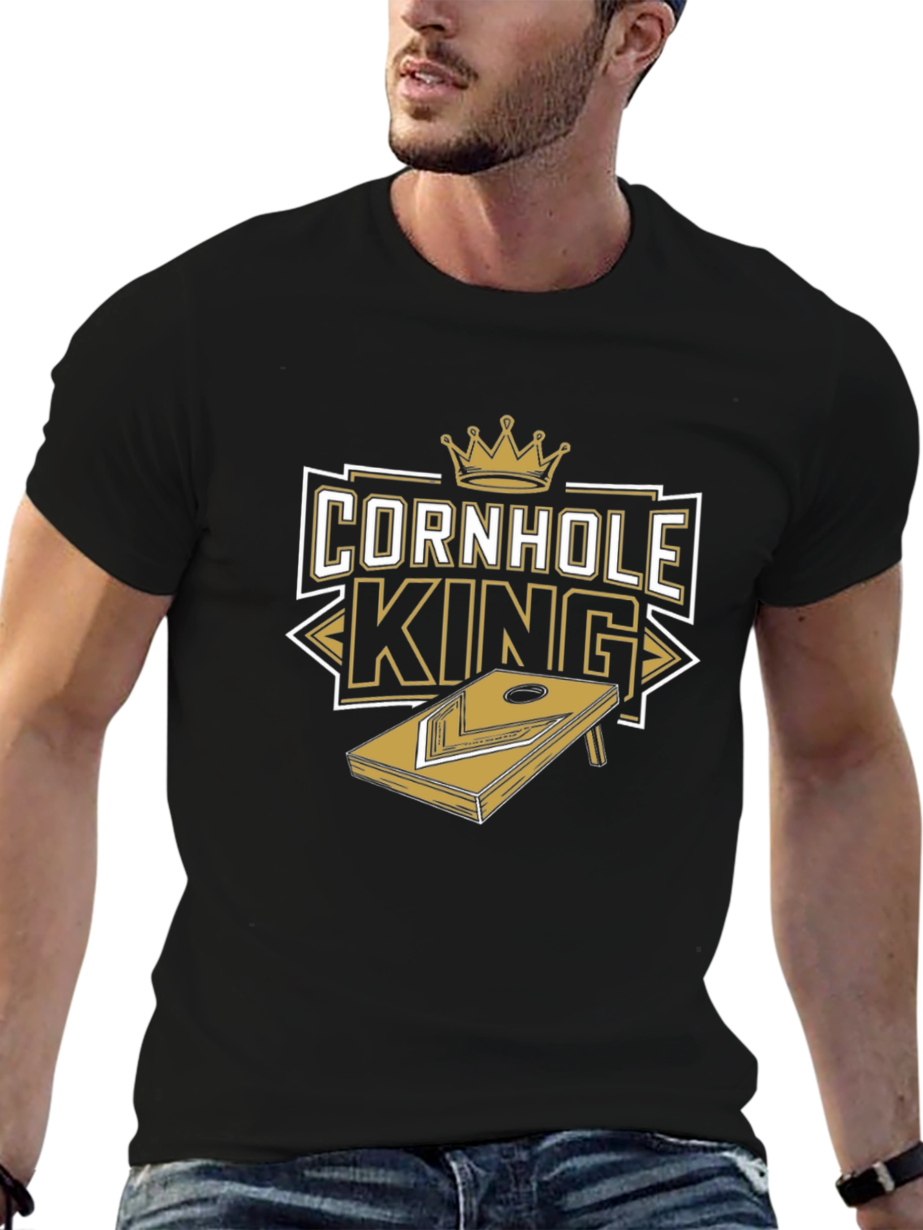 Camiseta Negra Rey del Cornhole