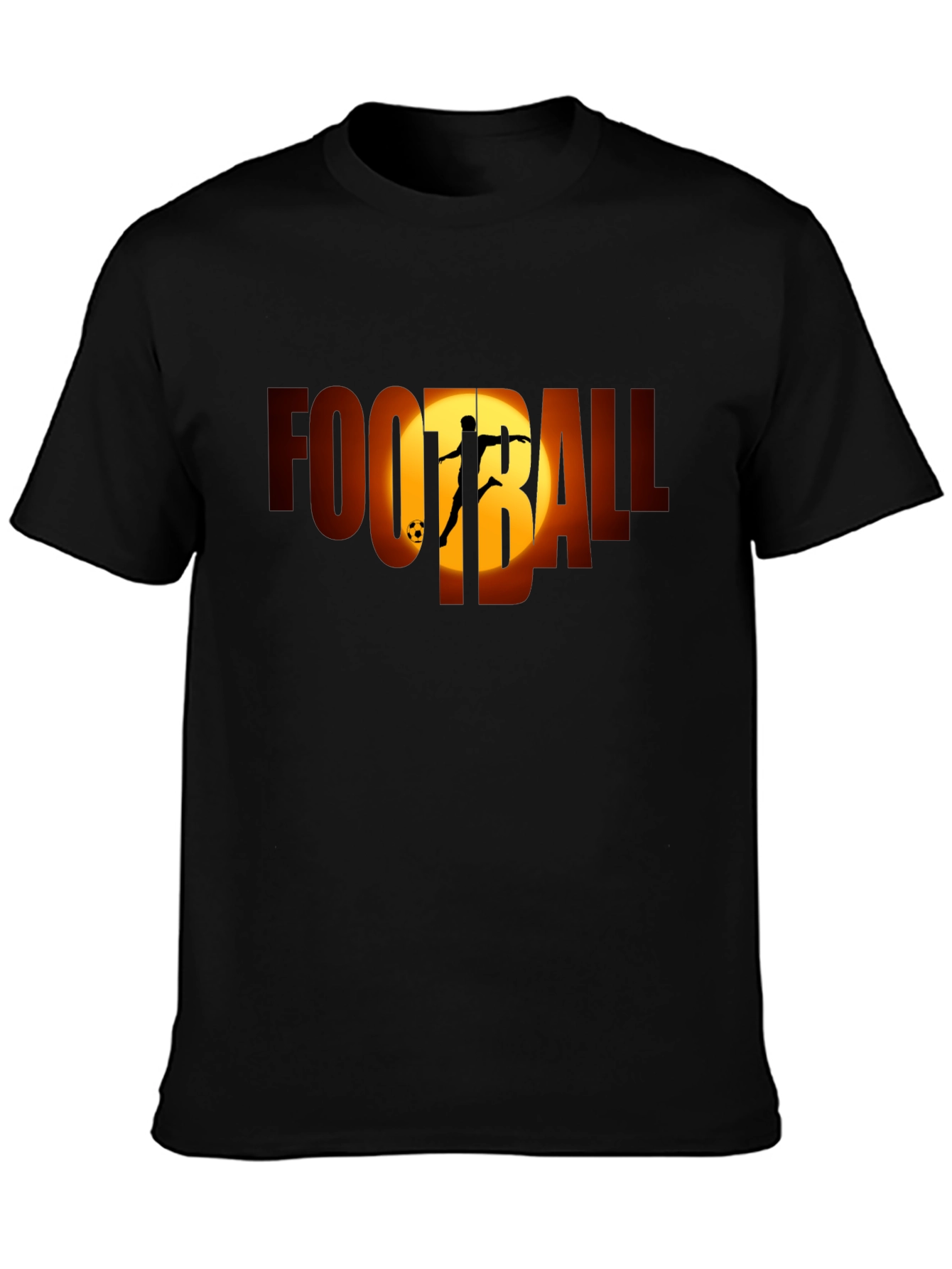 Camiseta Negra Football con Silueta de Jugador