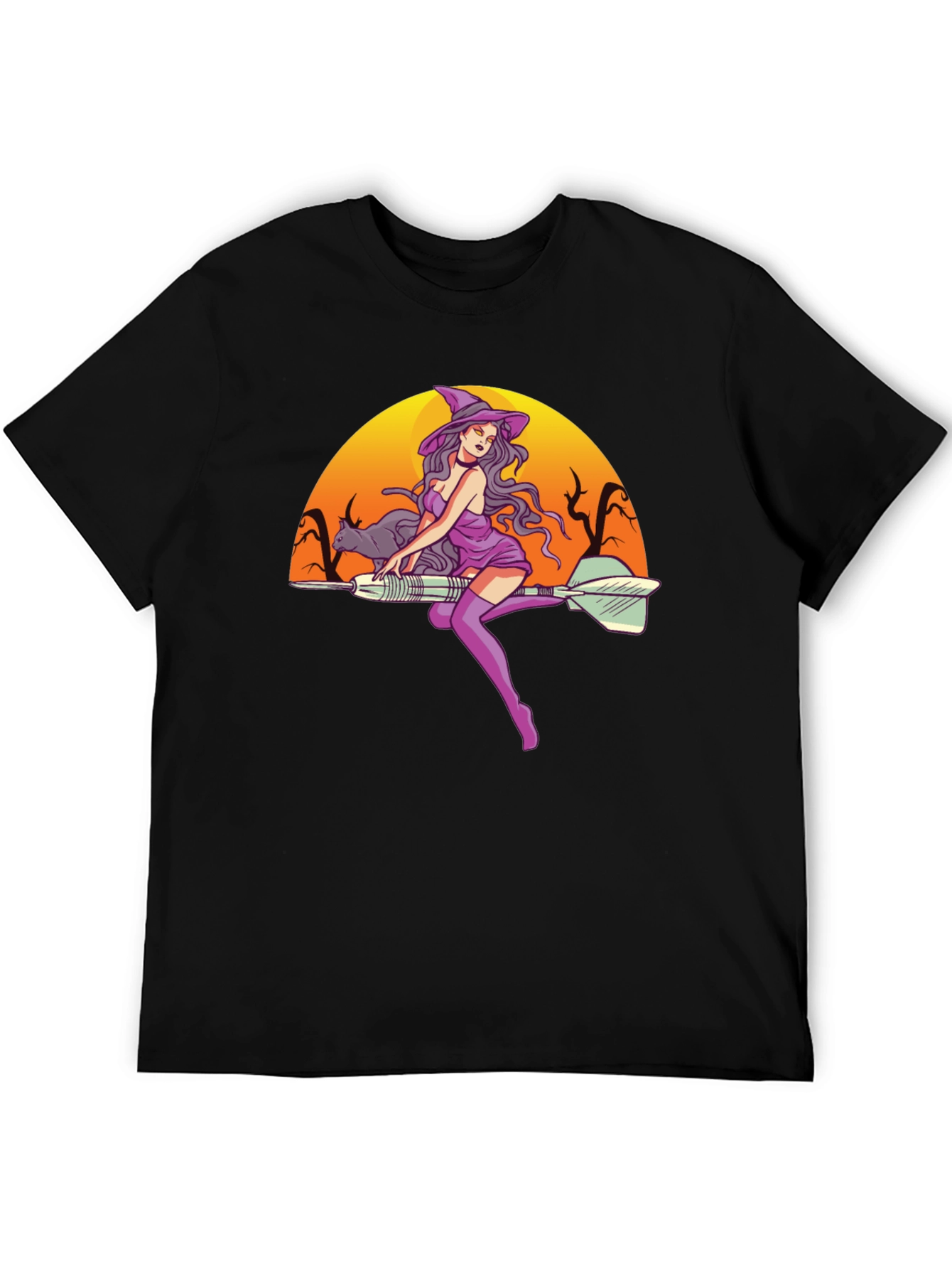 Camiseta Negra Diseño Bruja Dardos