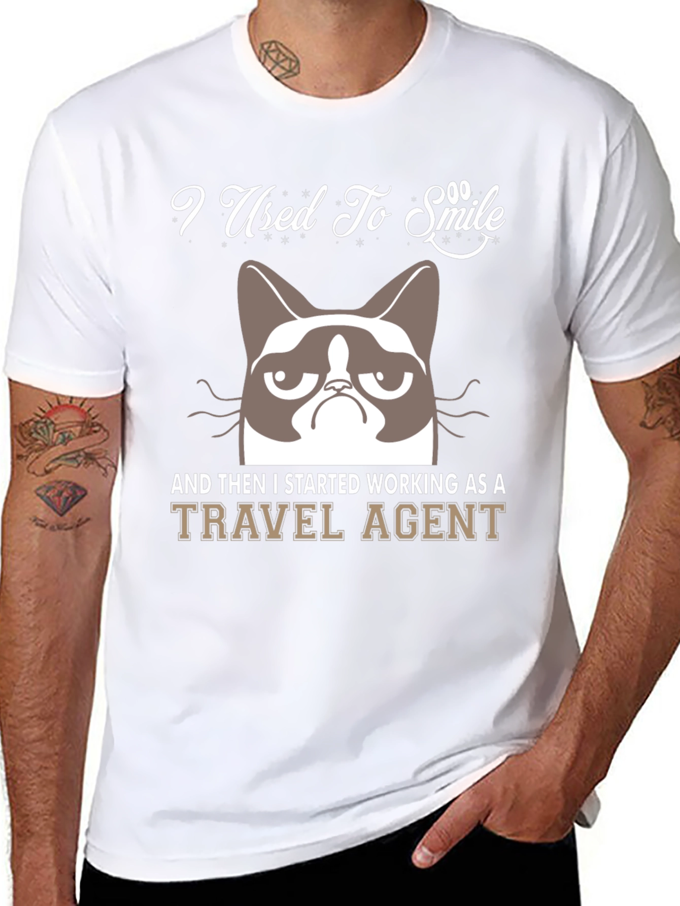 Camiseta Negra Grumpy Cat Travel Agent