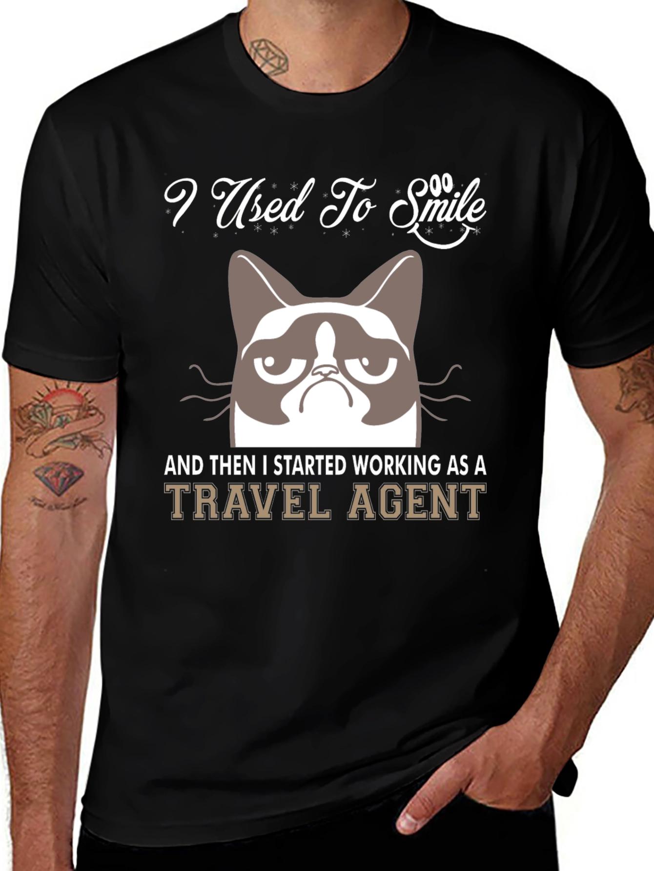 Camiseta Negra Grumpy Cat Travel Agent
