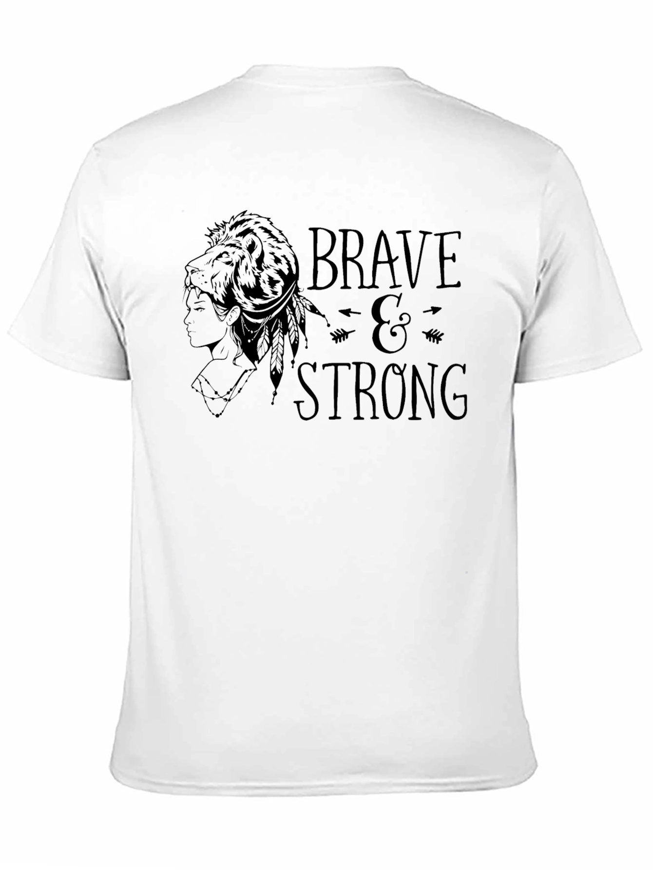 Camiseta Negra Valiente y Fuerte con Diseño Tribal