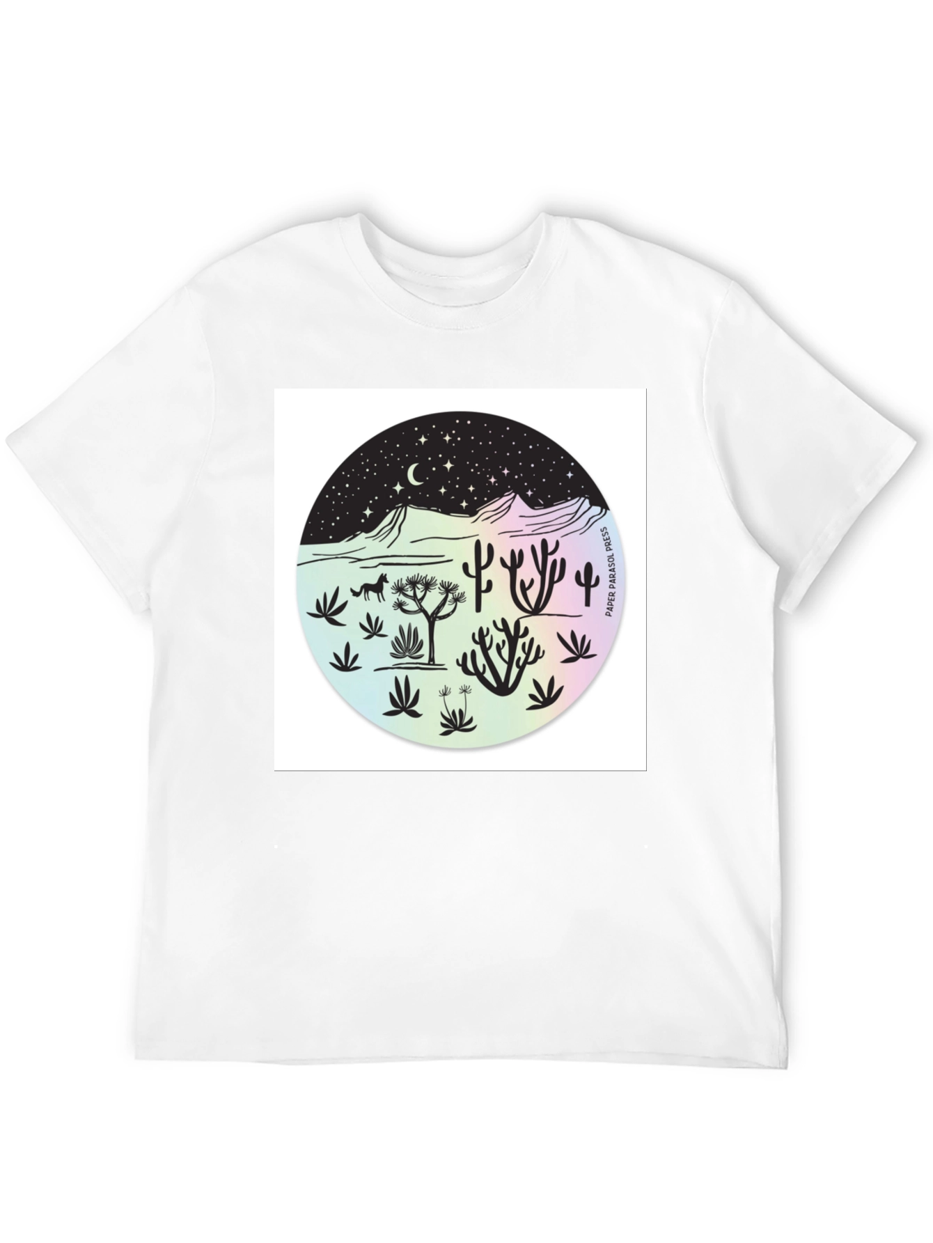 Camiseta Negra Diseño Desierto Nocturno