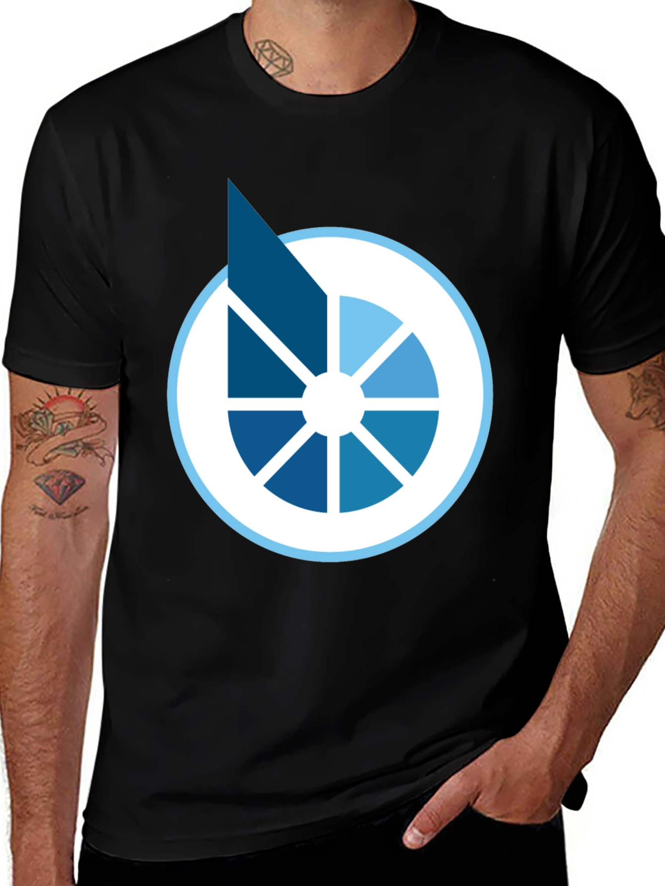 Camiseta Negra Diseño Circular Abstracto