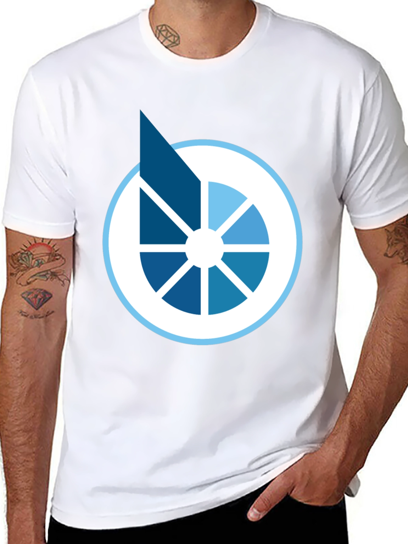 Camiseta Negra Diseño Circular Abstracto