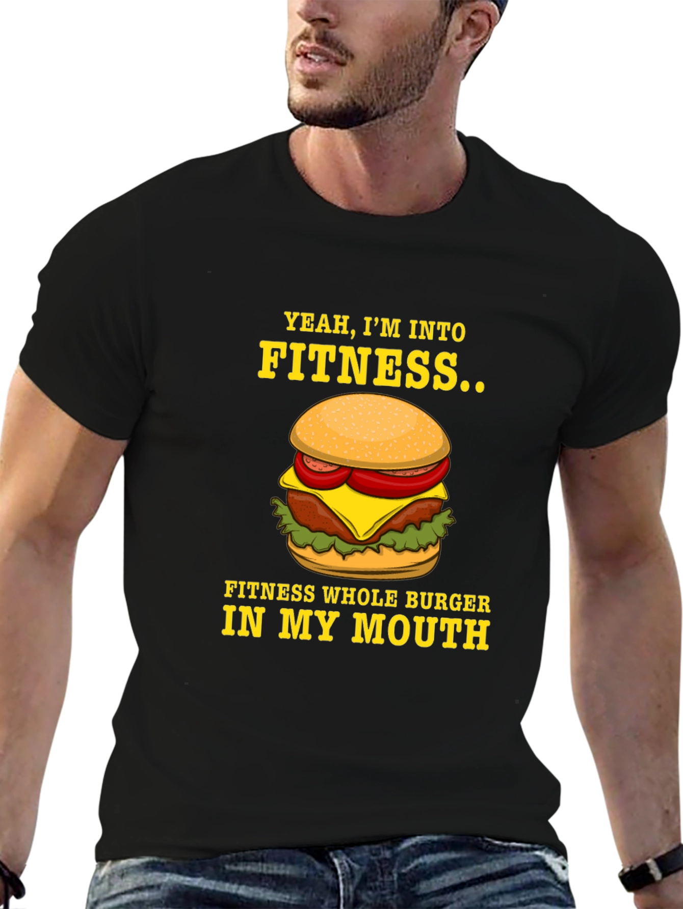 Camiseta Negra Divertida Fitness Burger