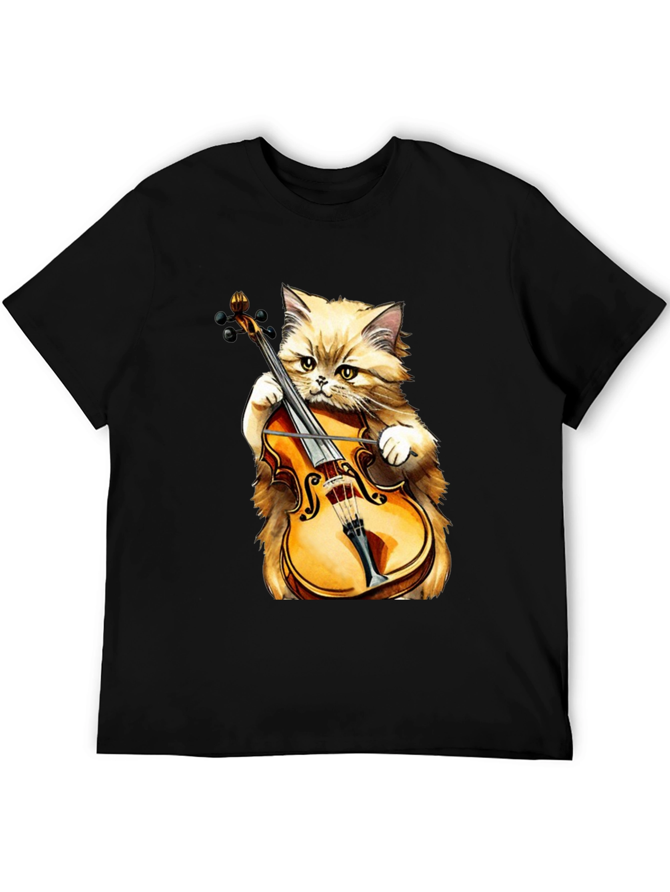 Camiseta Negra con Gato Músico