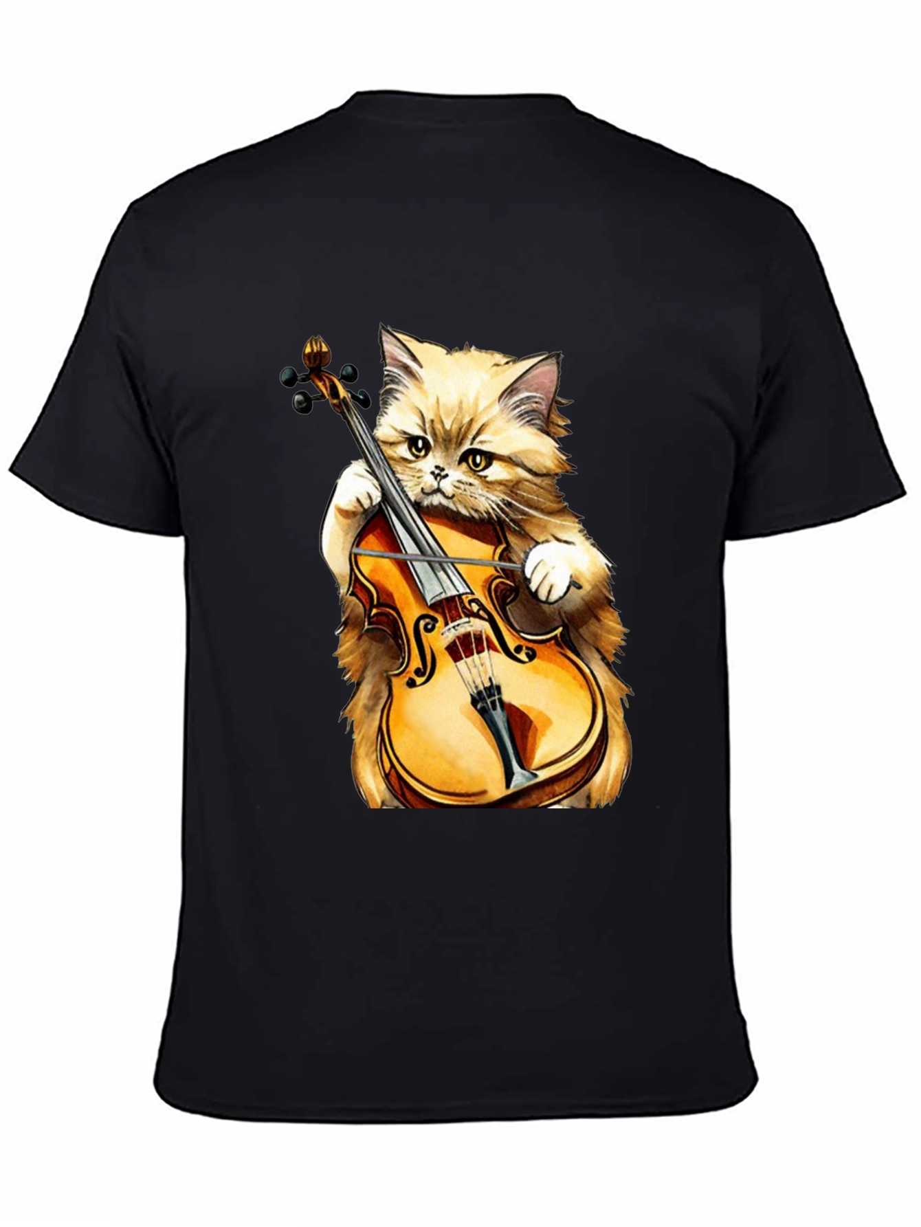 Camiseta Negra con Gato Músico