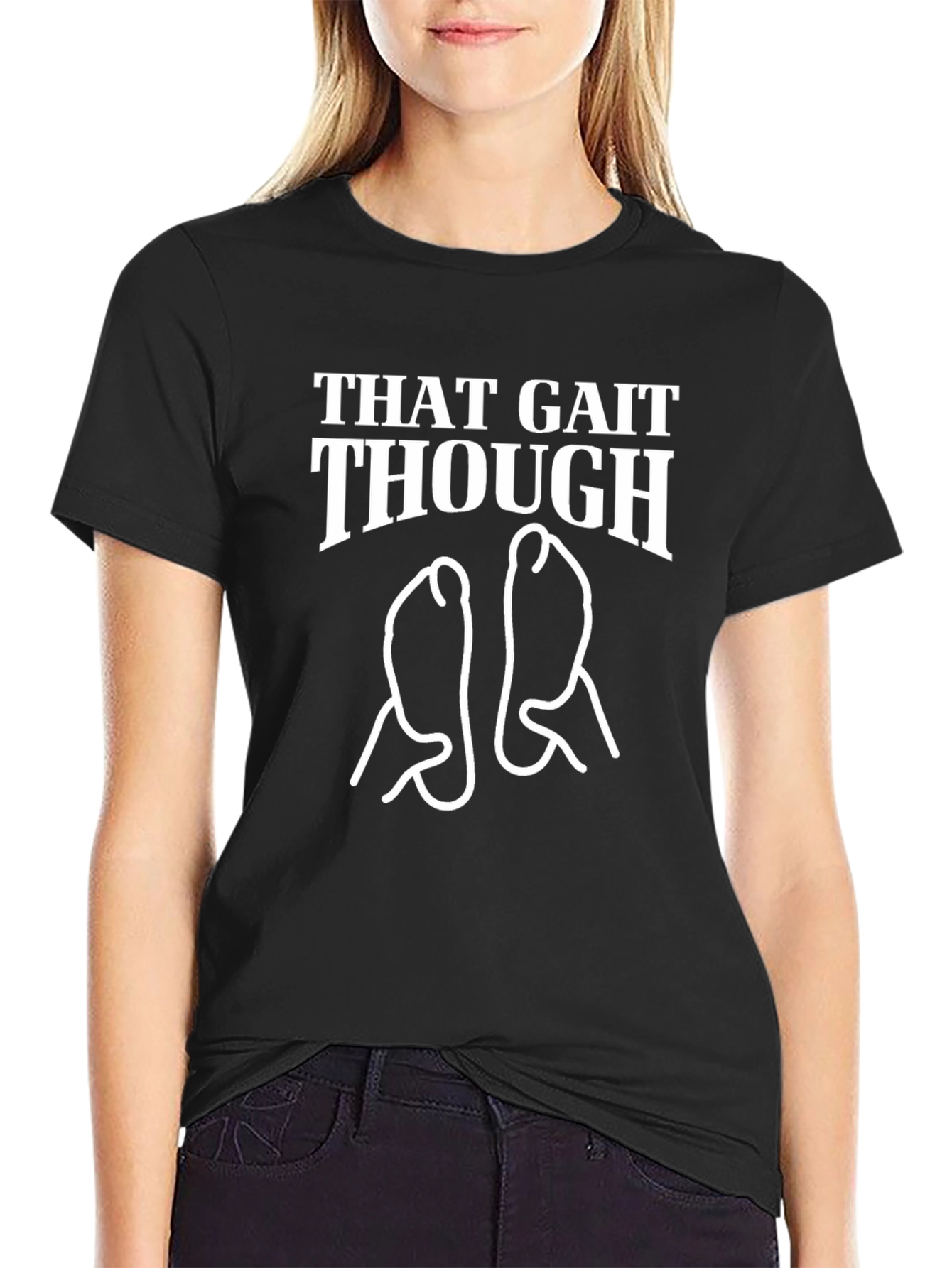 Camiseta Negra THAT GAIT THOUGH con Dibujo de Pies