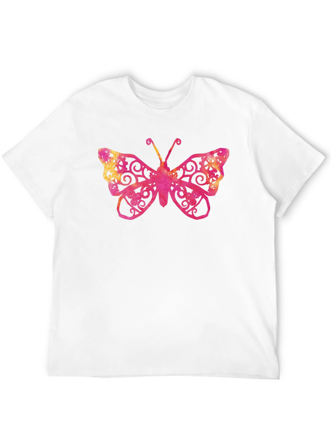 Camiseta Negra con Estampado de Mariposa Ornamental