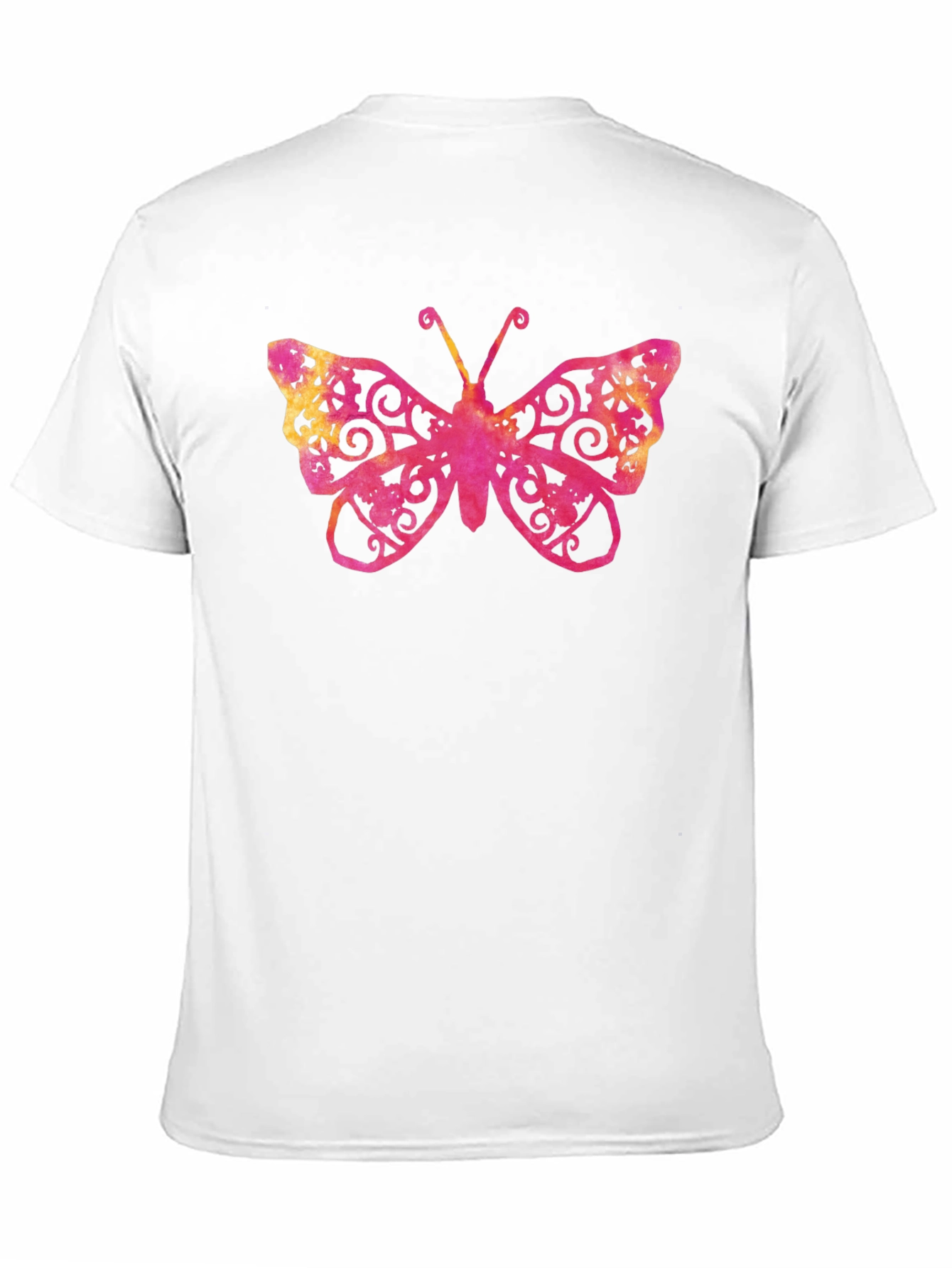 Camiseta Negra con Estampado de Mariposa Ornamental