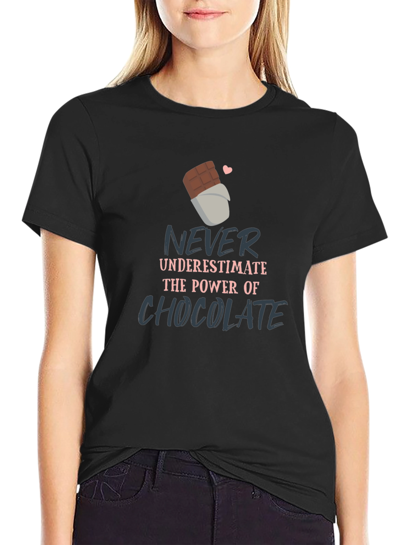 Camiseta Negra con Diseño de Chocolate
