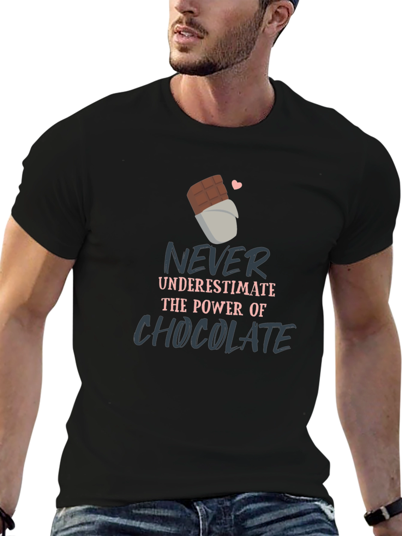 Camiseta Negra con Diseño de Chocolate