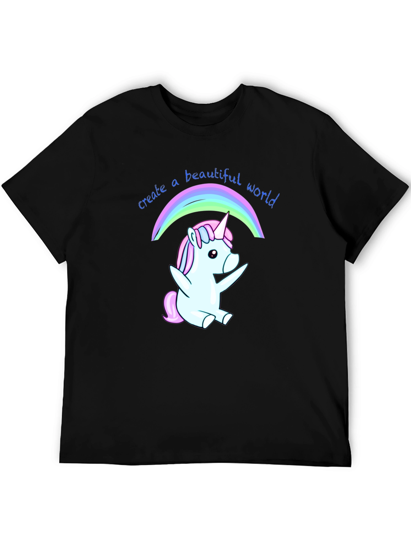 Camiseta Negra Unicornio Arcoíris
