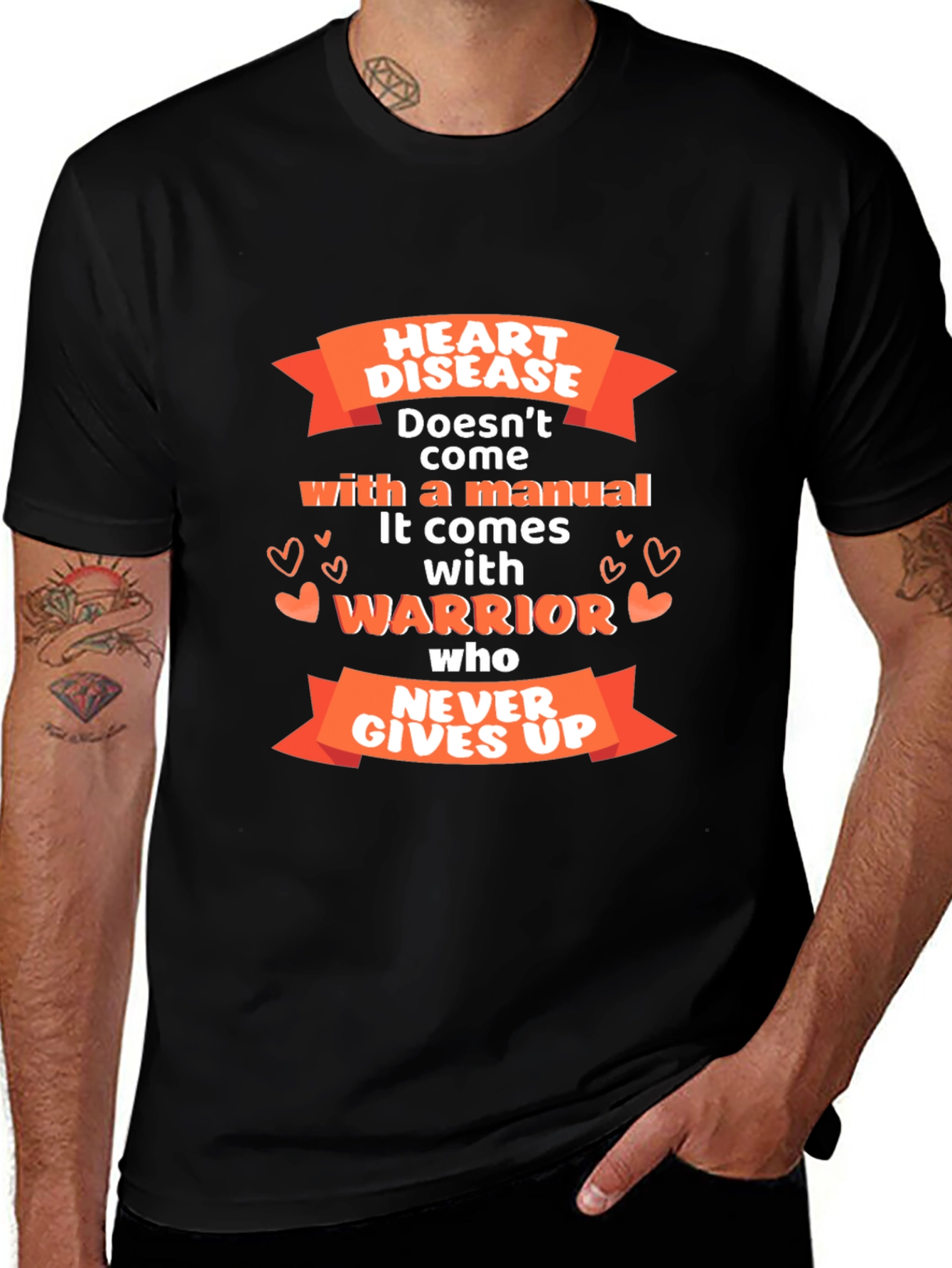 Camiseta Negra Corazón Guerrero