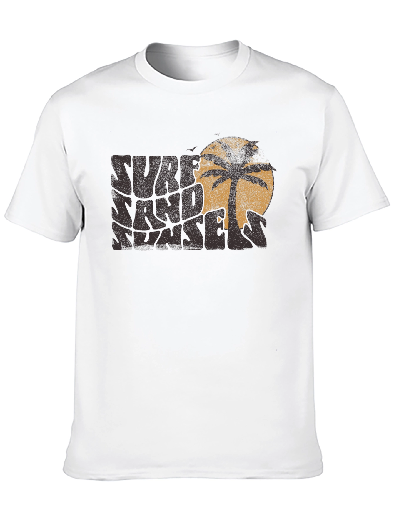 Camiseta Negra Surf Sand Sunset con Diseño Retro