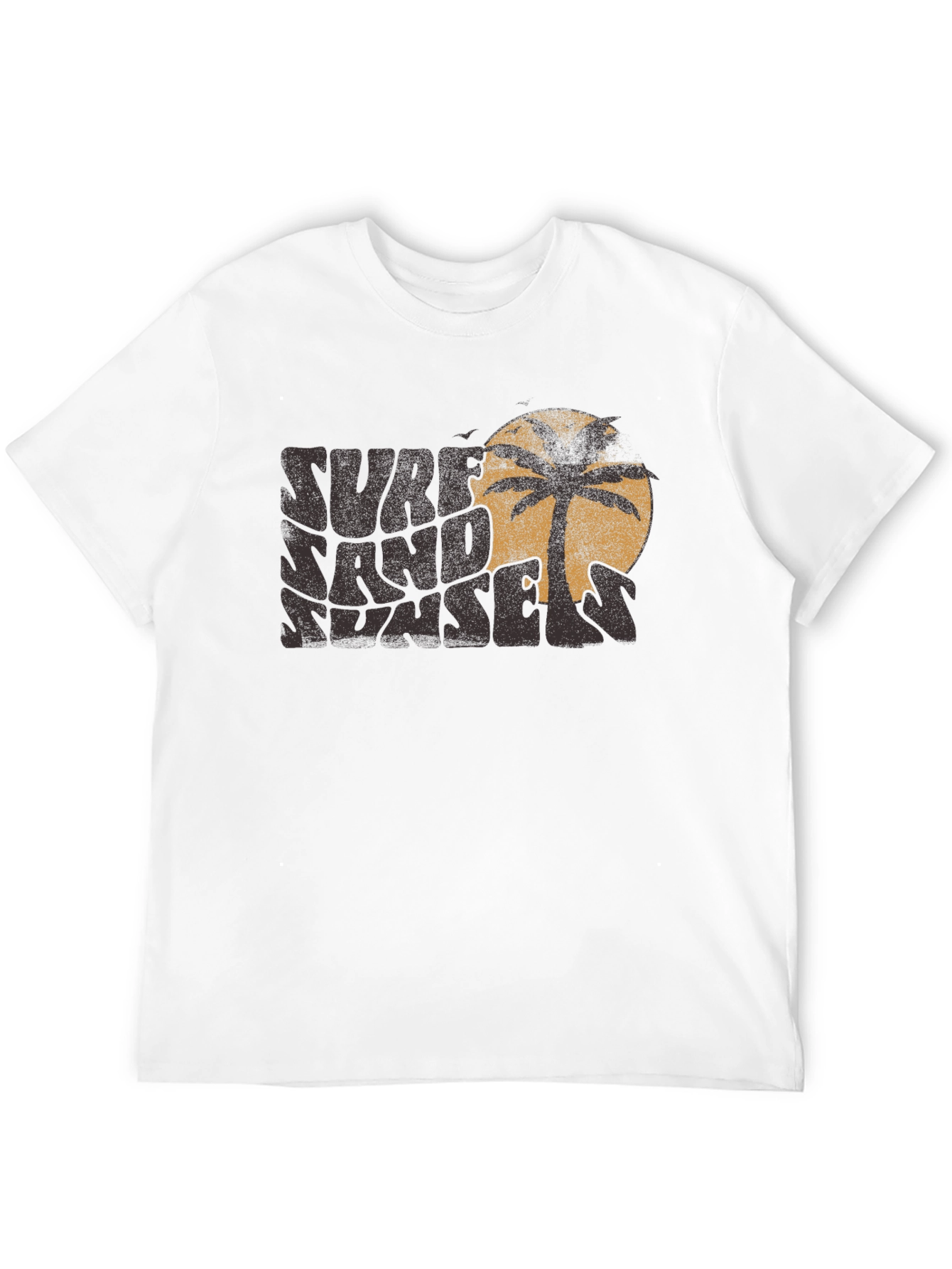 Camiseta Negra Surf Sand Sunset con Diseño Retro