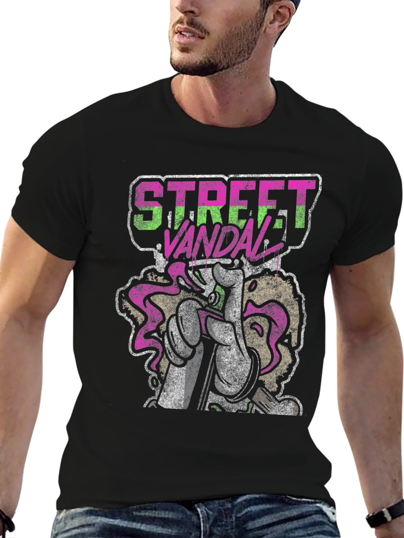 Camiseta Negra Street Vandal Graffiti