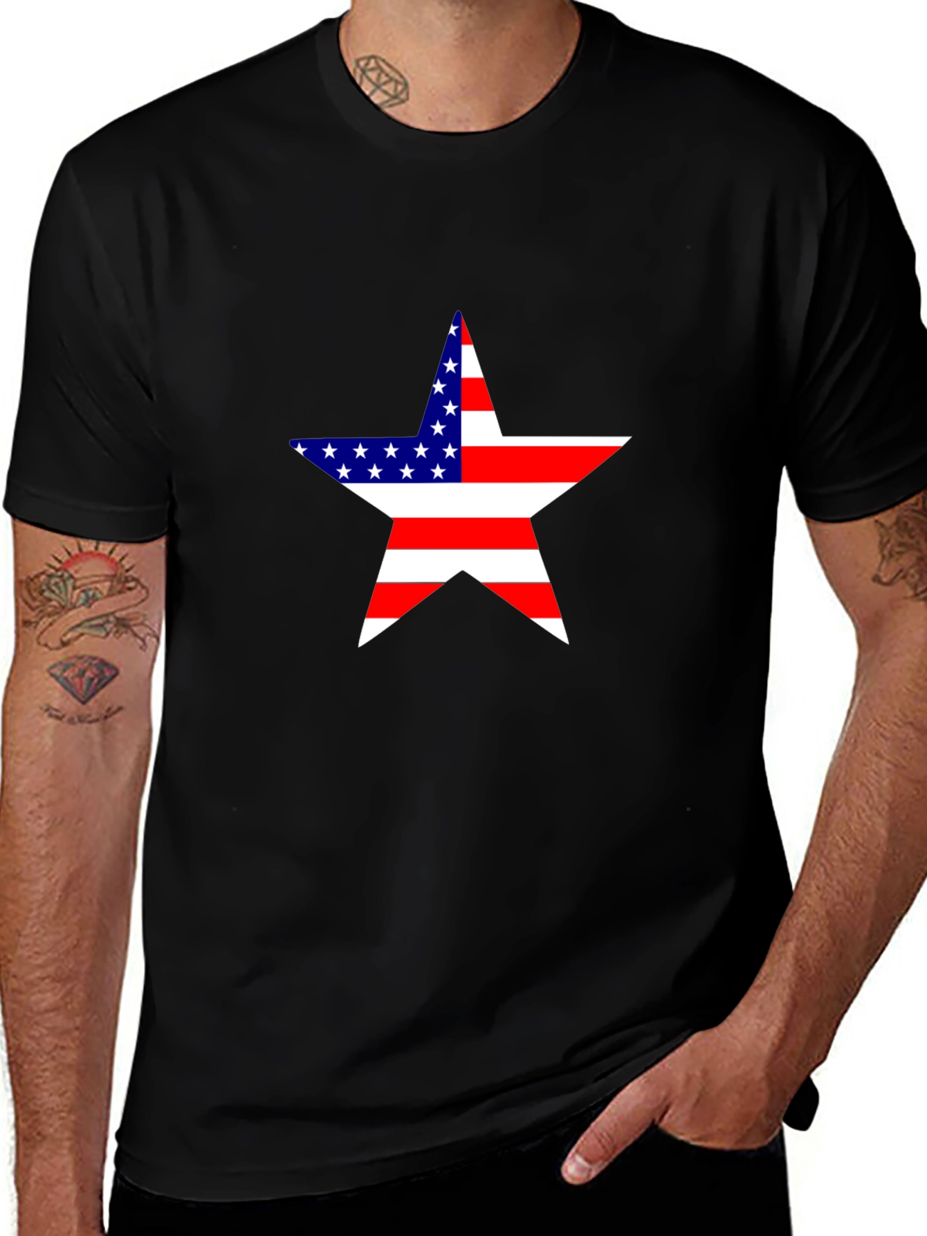 Camiseta Negra Estrella USA - Estilo Patriótico
