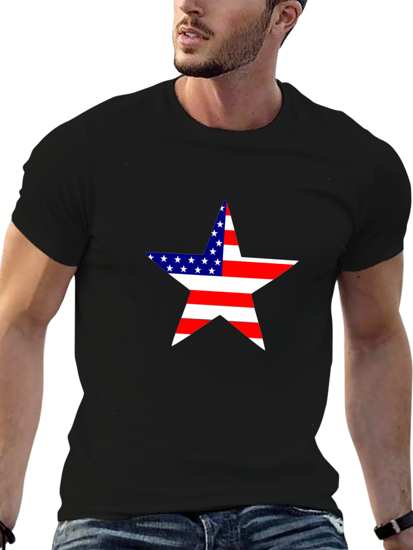 Camiseta Negra Estrella USA - Estilo Patriótico