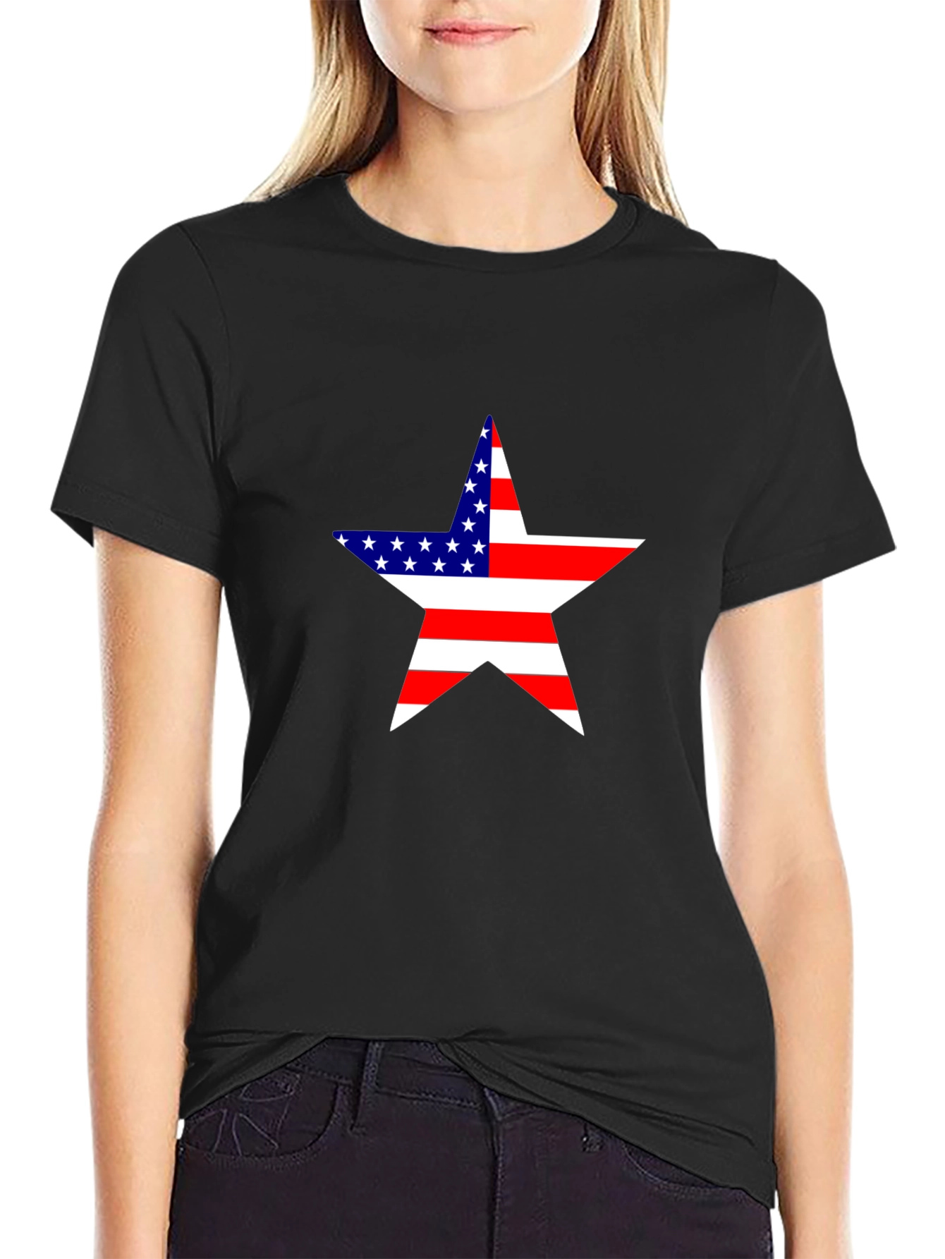 Camiseta Negra Estrella USA - Estilo Patriótico
