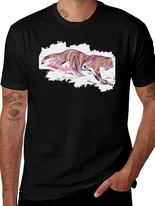 Camiseta Negra con Diseño Tigre Abstracto