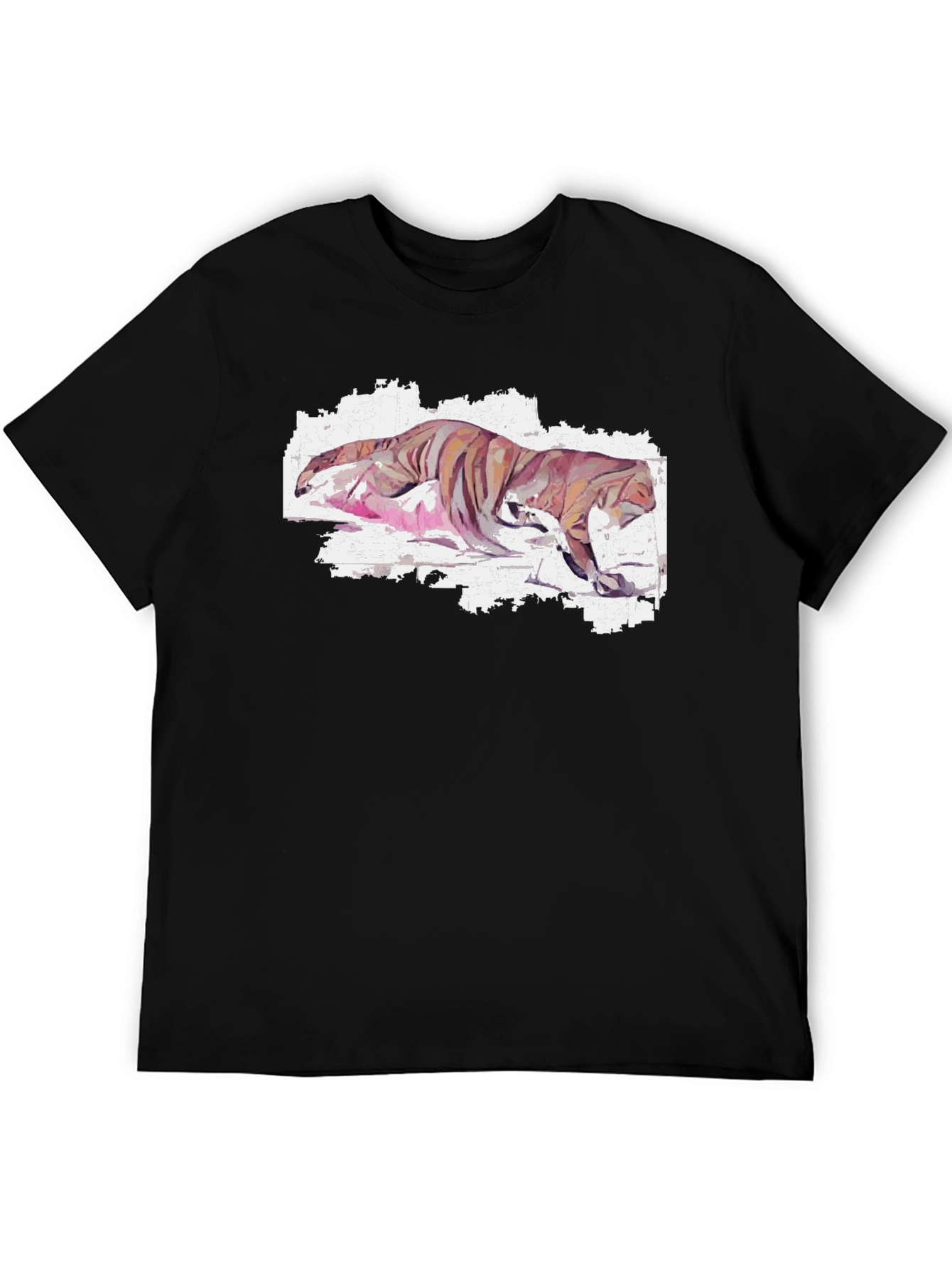 Camiseta Negra con Diseño Tigre Abstracto