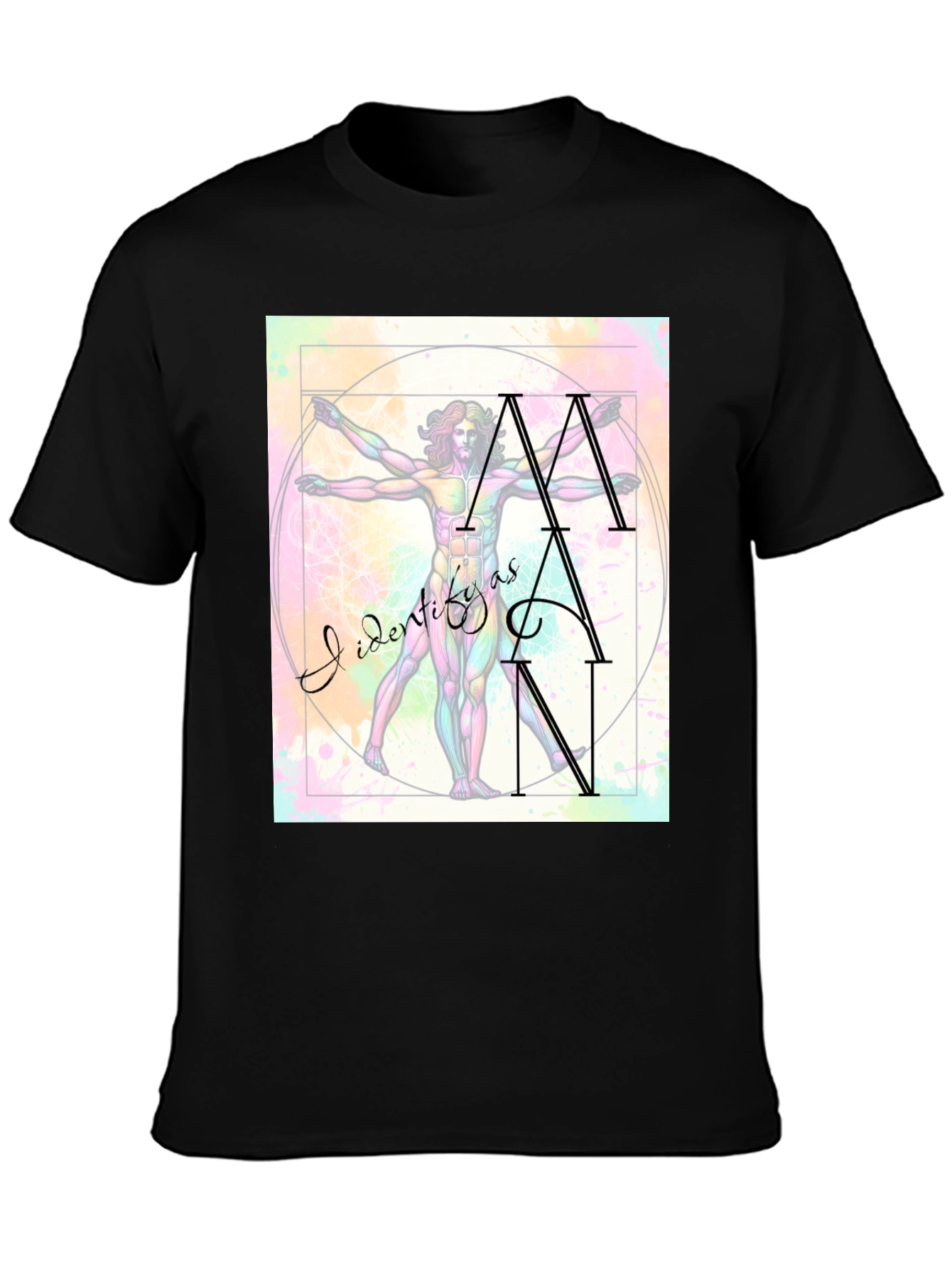 Camiseta Hombre: Arte Vitruviano Me Identifico Como Hombre