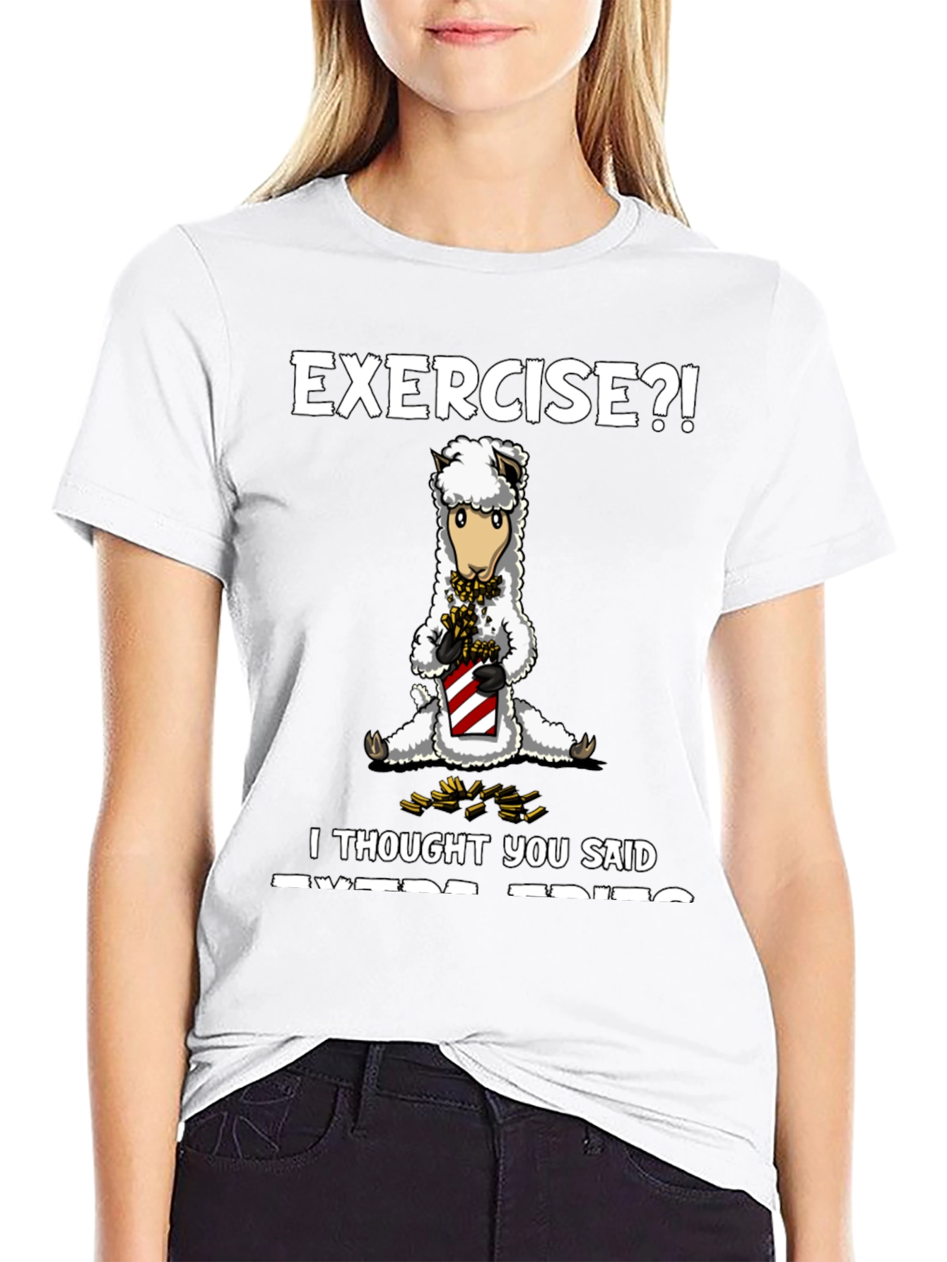 Camiseta Humorística: ¿Ejercicio? ¡Creí que decías Extra Fritas!