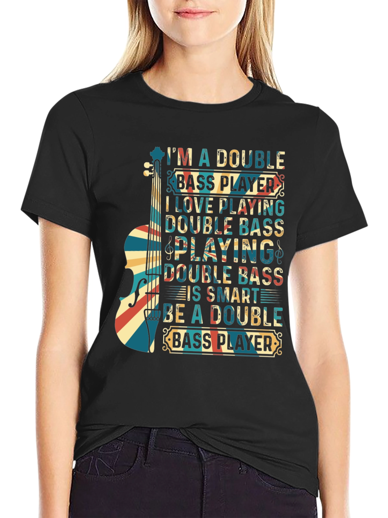 Camiseta Negra Double Bass Player