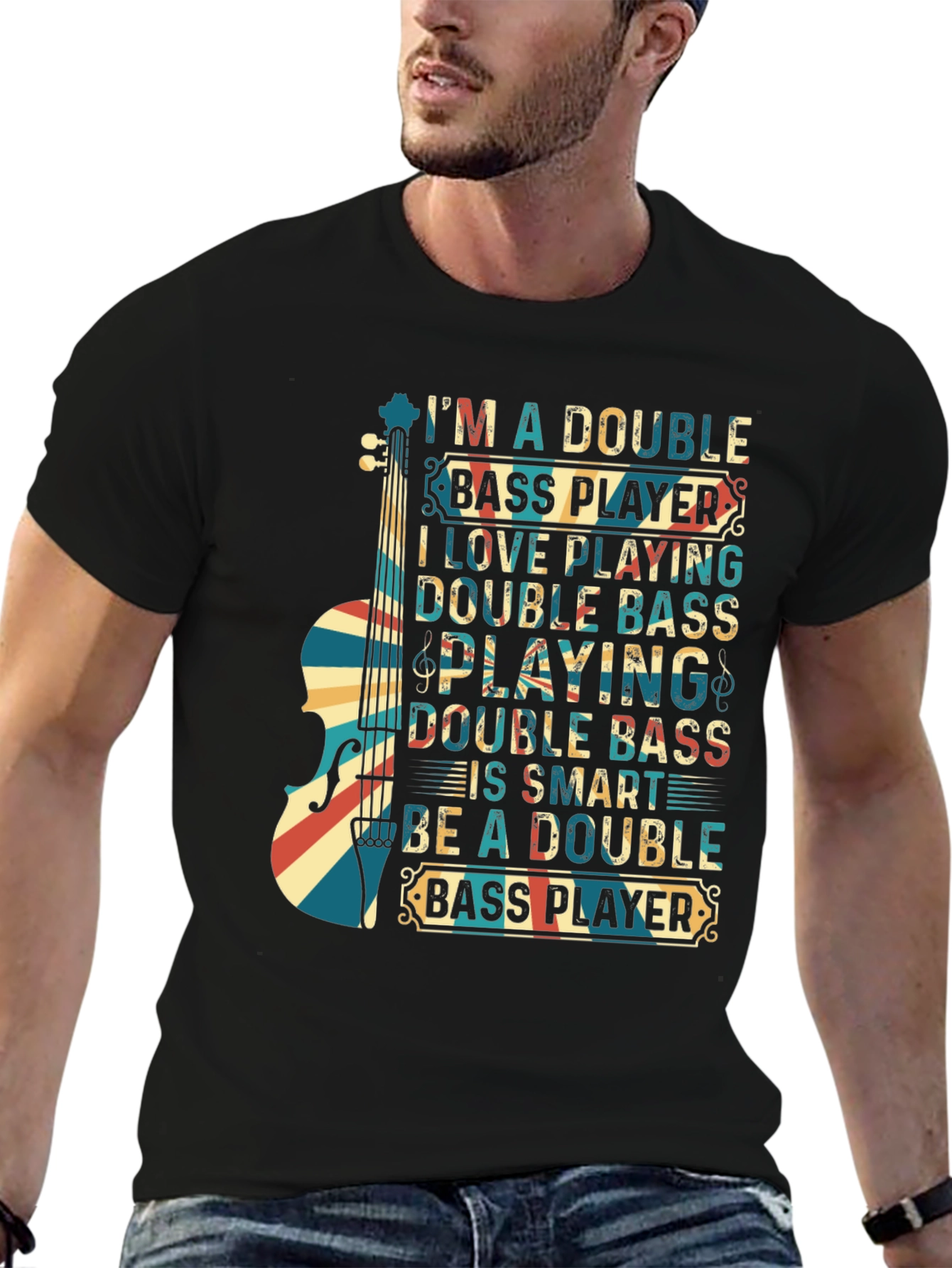 Camiseta Negra Double Bass Player