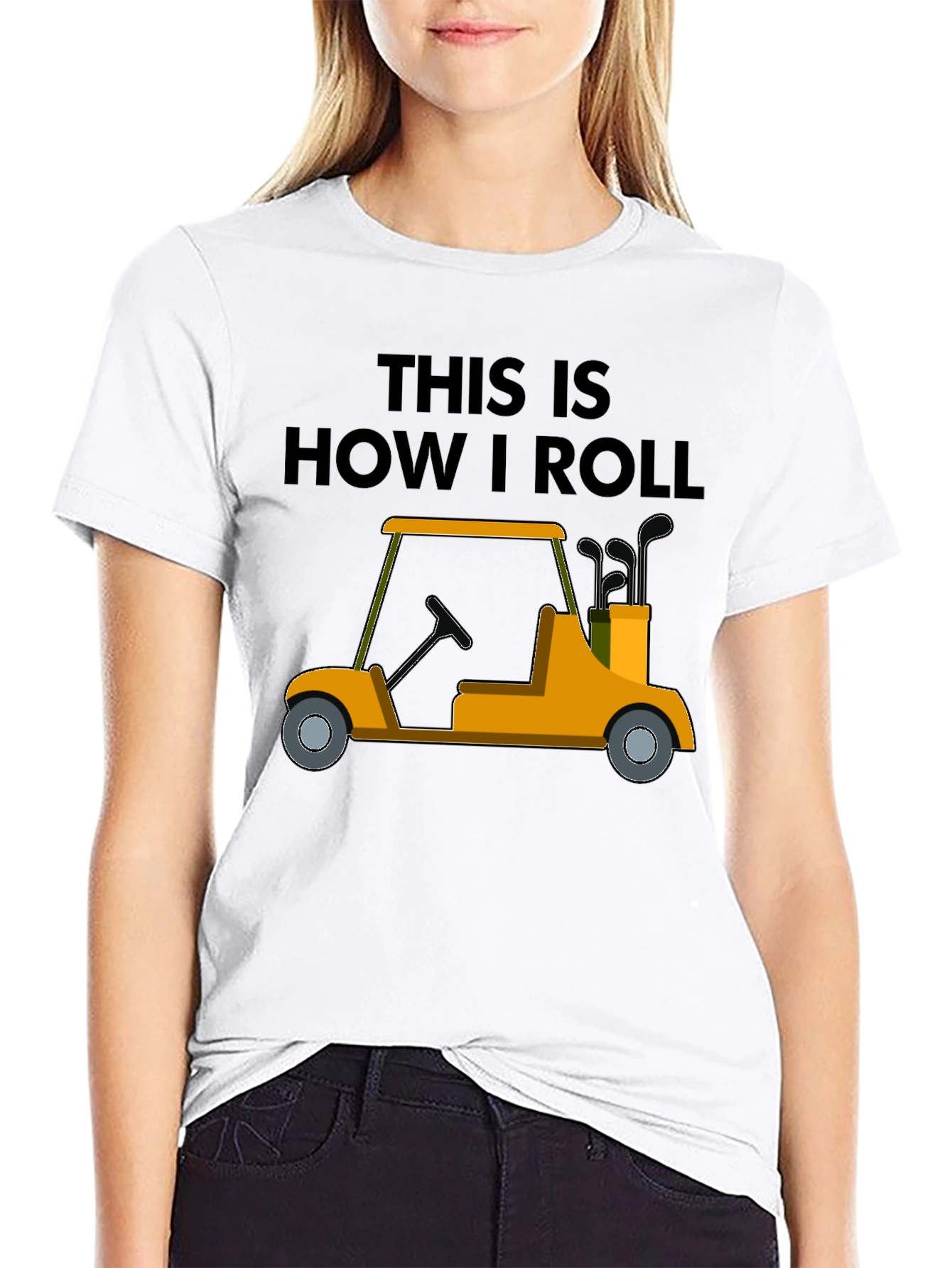 Camiseta Negra con Diseño de Carrito de Golf