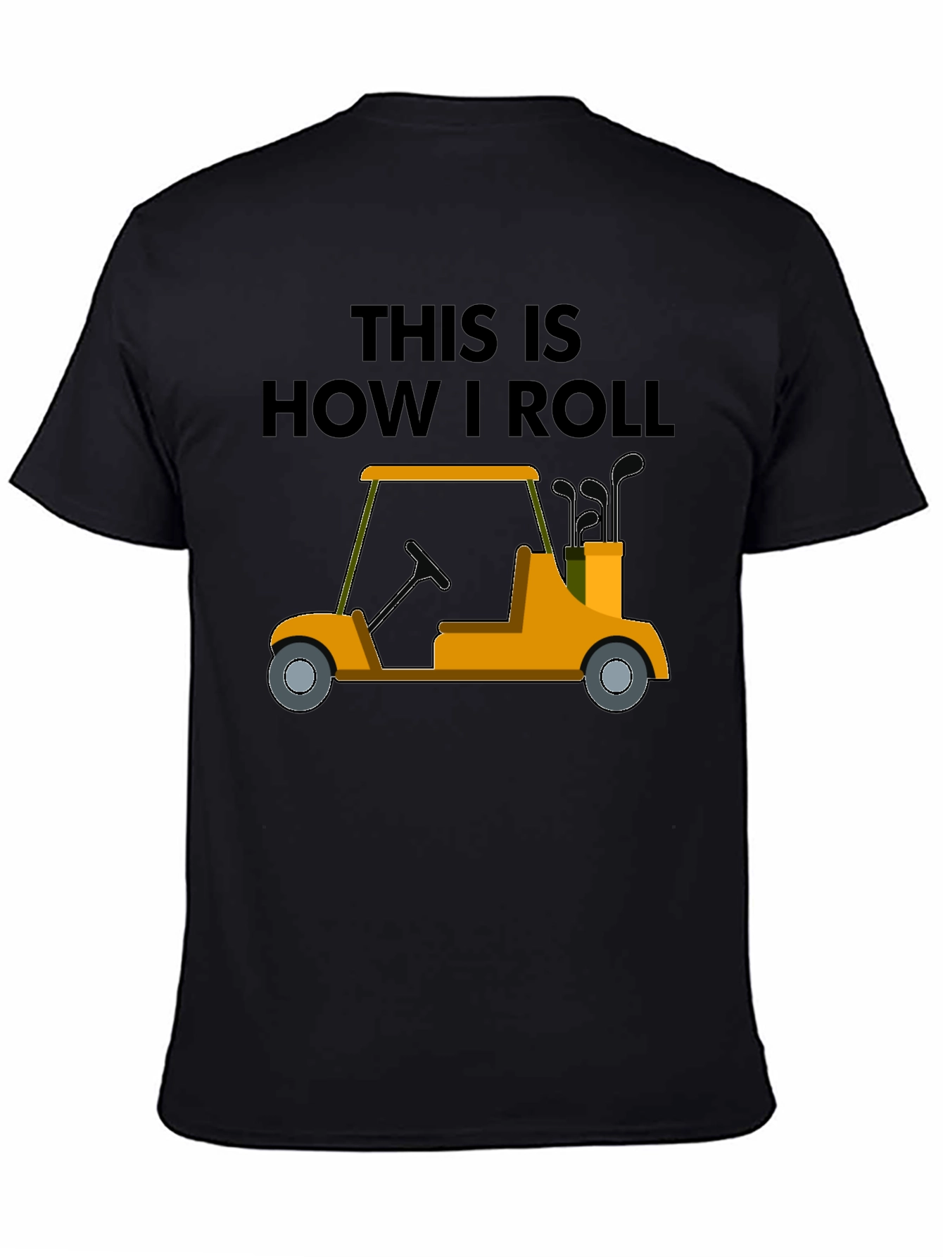 Camiseta Negra con Diseño de Carrito de Golf