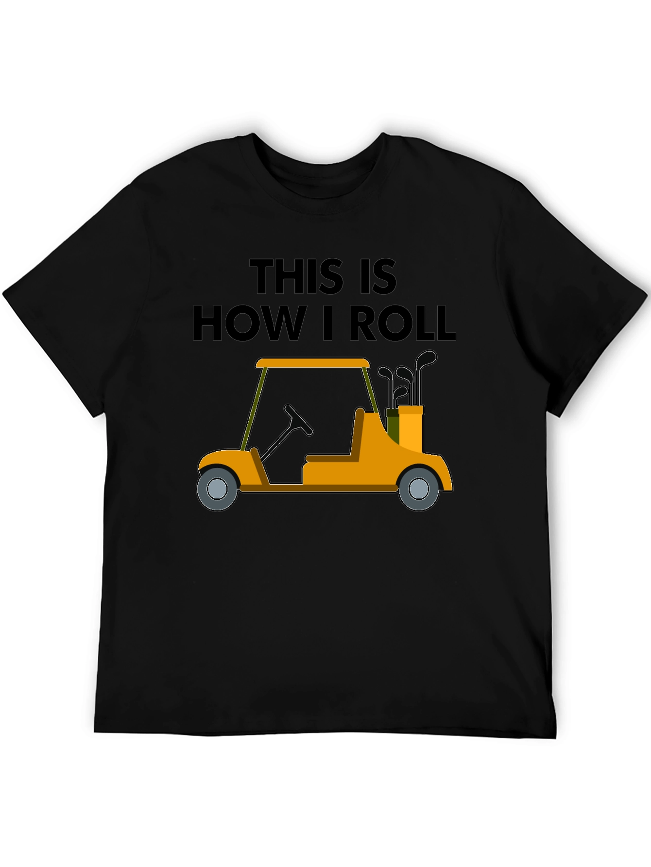 Camiseta Negra con Diseño de Carrito de Golf