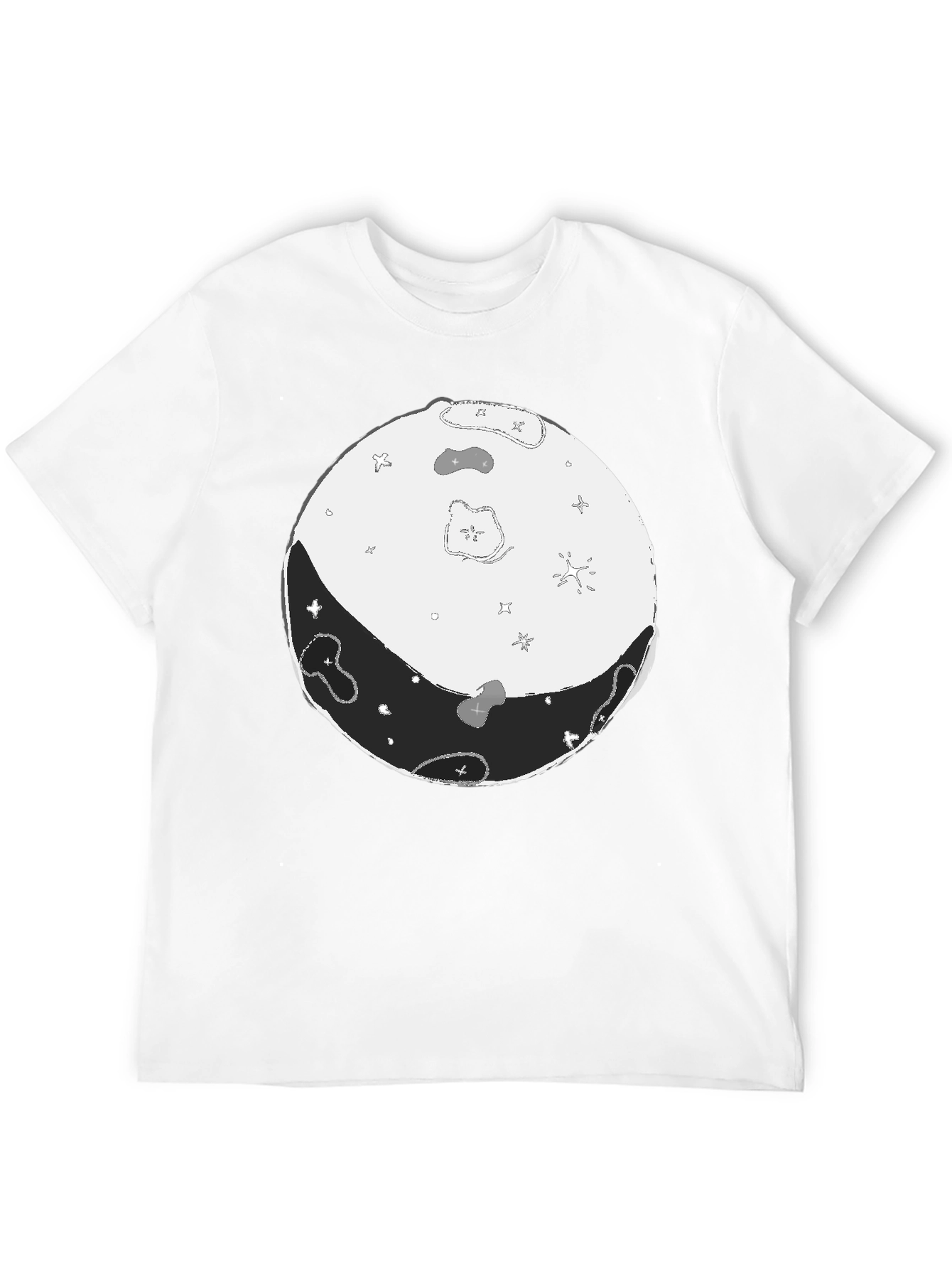 Camiseta Negra Yin Yang Lunar Hombre Casual