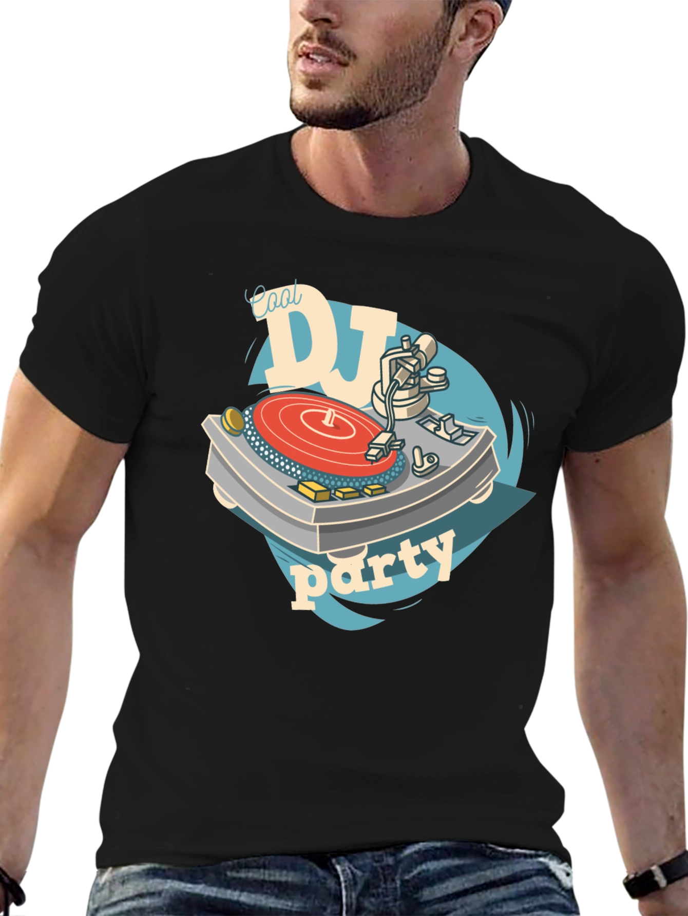 Camiseta Negra Diseño DJ Cool Party