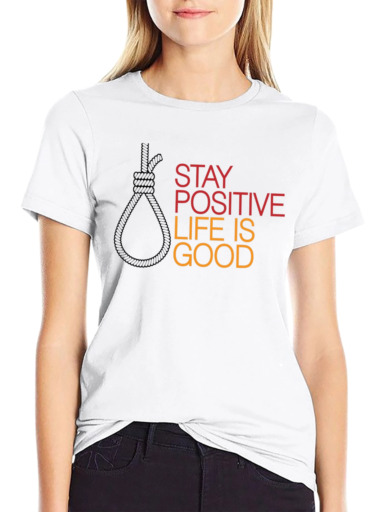 Camiseta Negra Gráfica Stay Positive